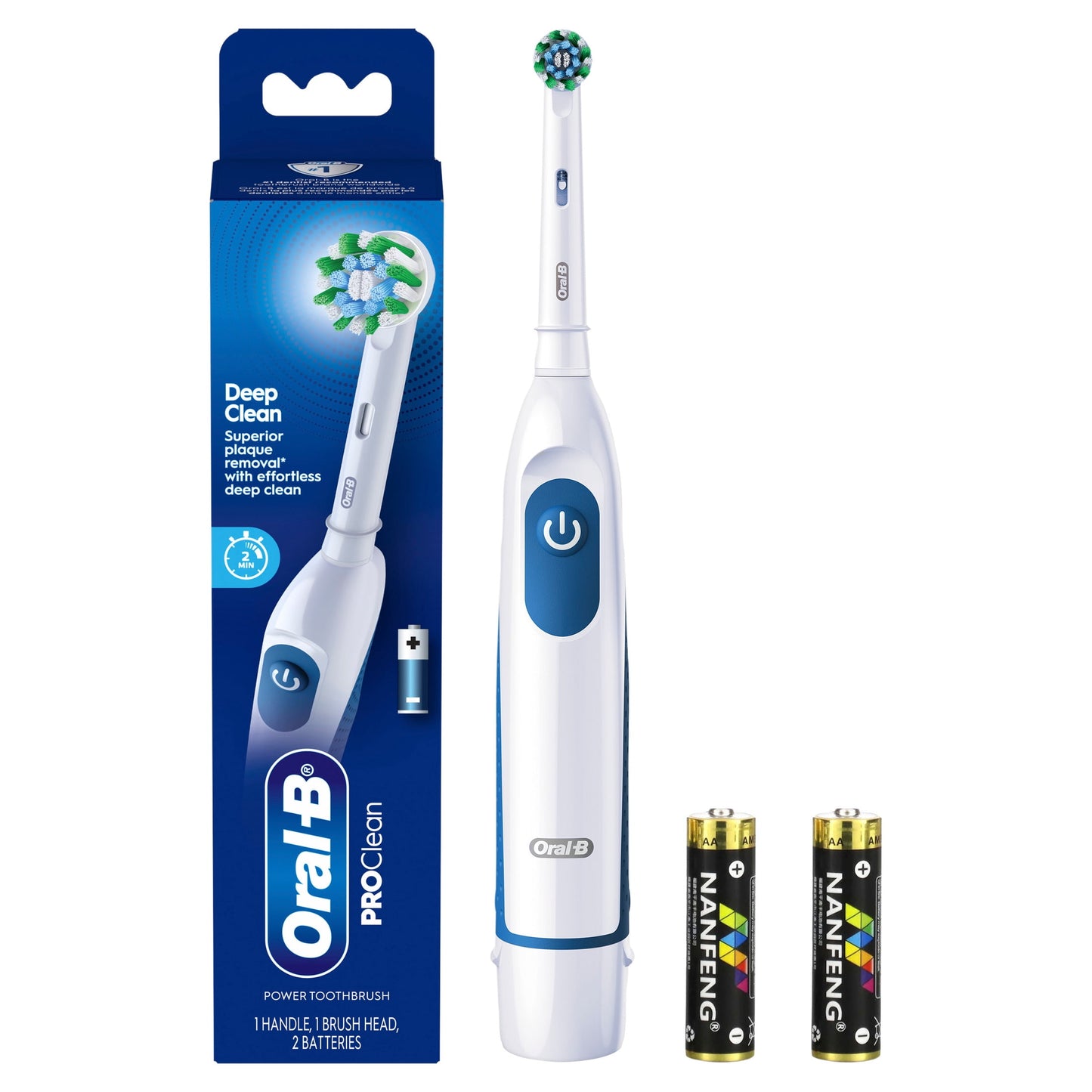 Oral-B Toothbrush, Pro 100 Precision Clean, Battery Power Toothbrush, White