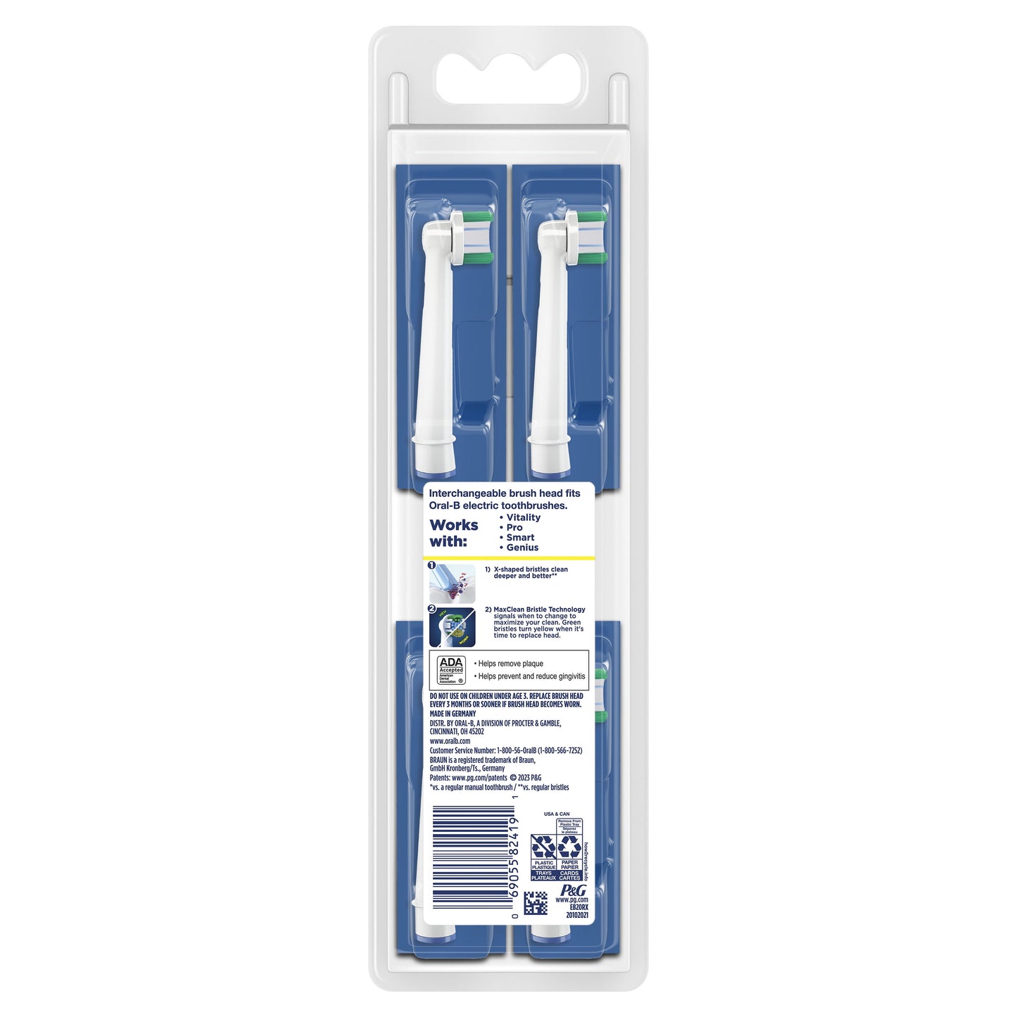 Oral-B PrecisionCleanX X-Filament Replacement Brush Heads, 6 Ct