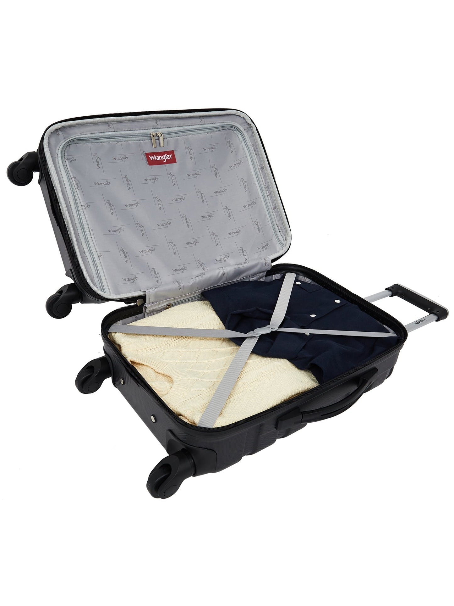 Wrangler 5-Piece Rolling Hard Side Travel Luggage Set, Black