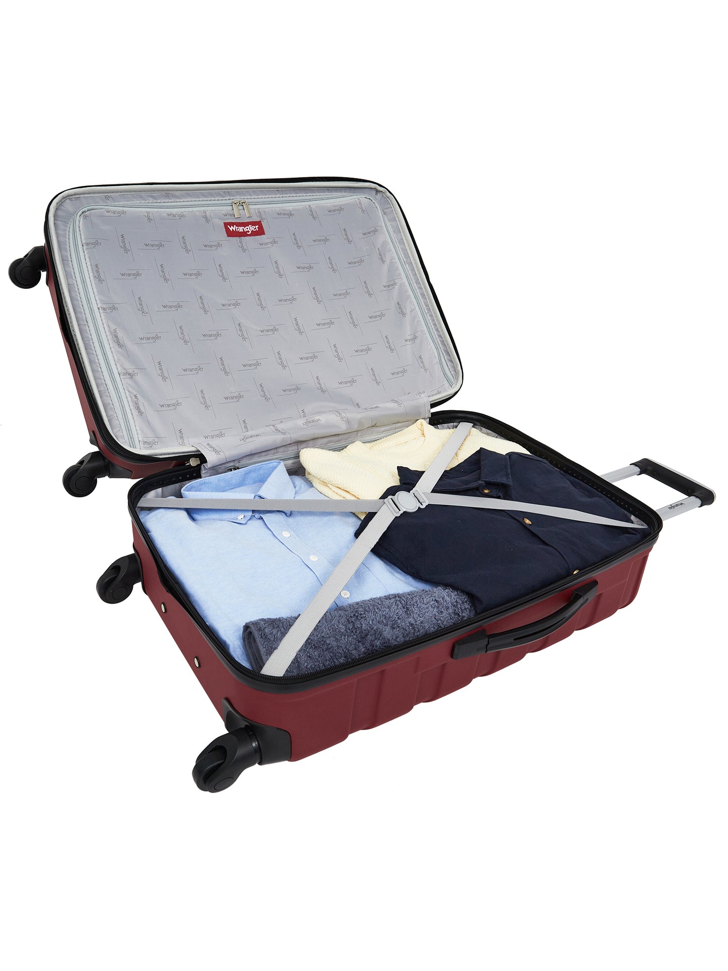 Wrangler 5-Piece Rolling Hard Side Travel Luggage Set, Black