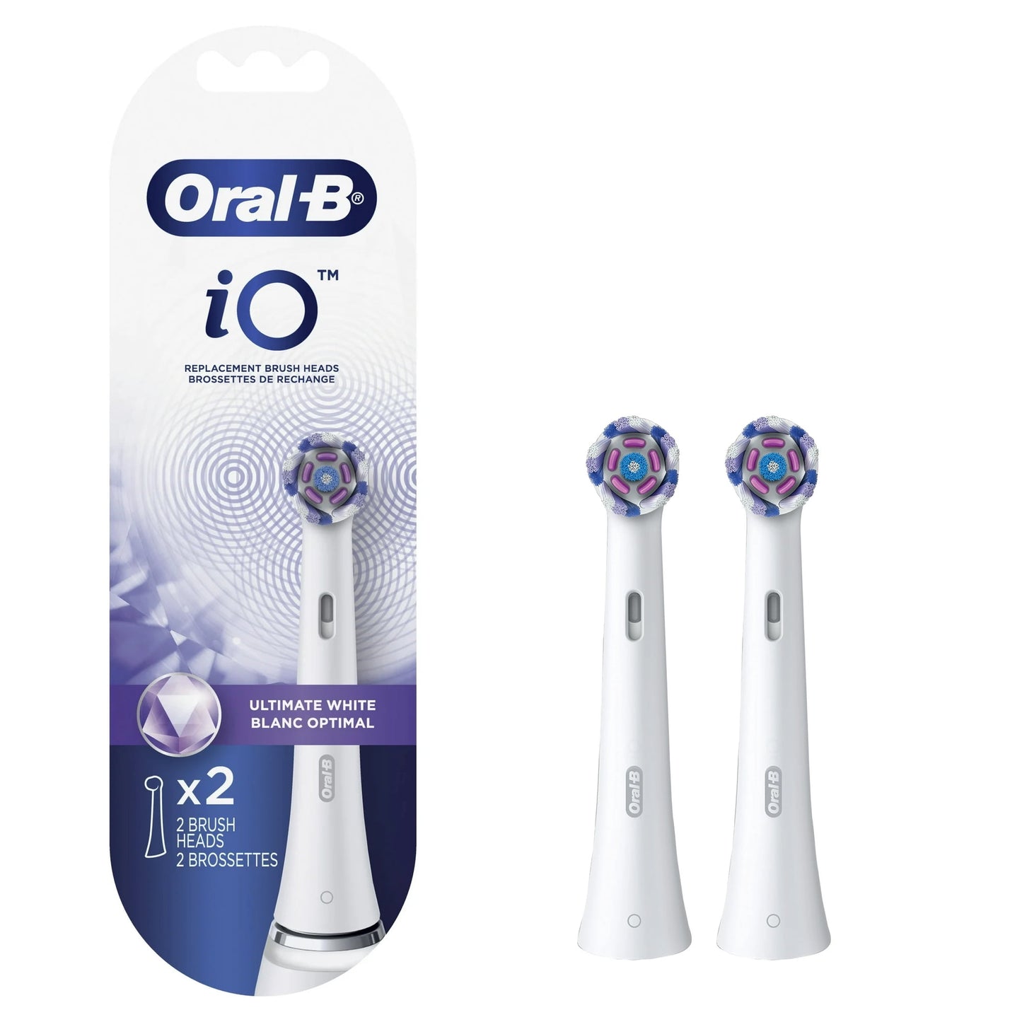 Oral-B iO Ultimate White Replacement Brush Heads, White, 2 count