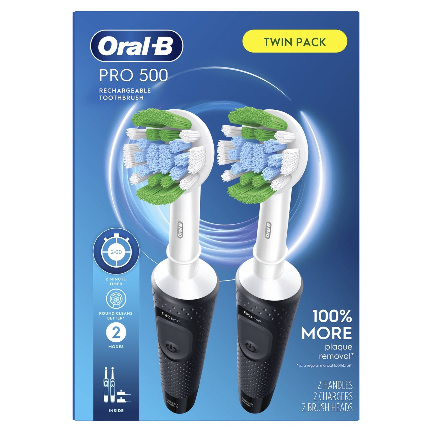 Oral-B Toothbrush, Pro 500 Electric Toothbrush with (1) Brush Head, Black, for Adults and Children 3+