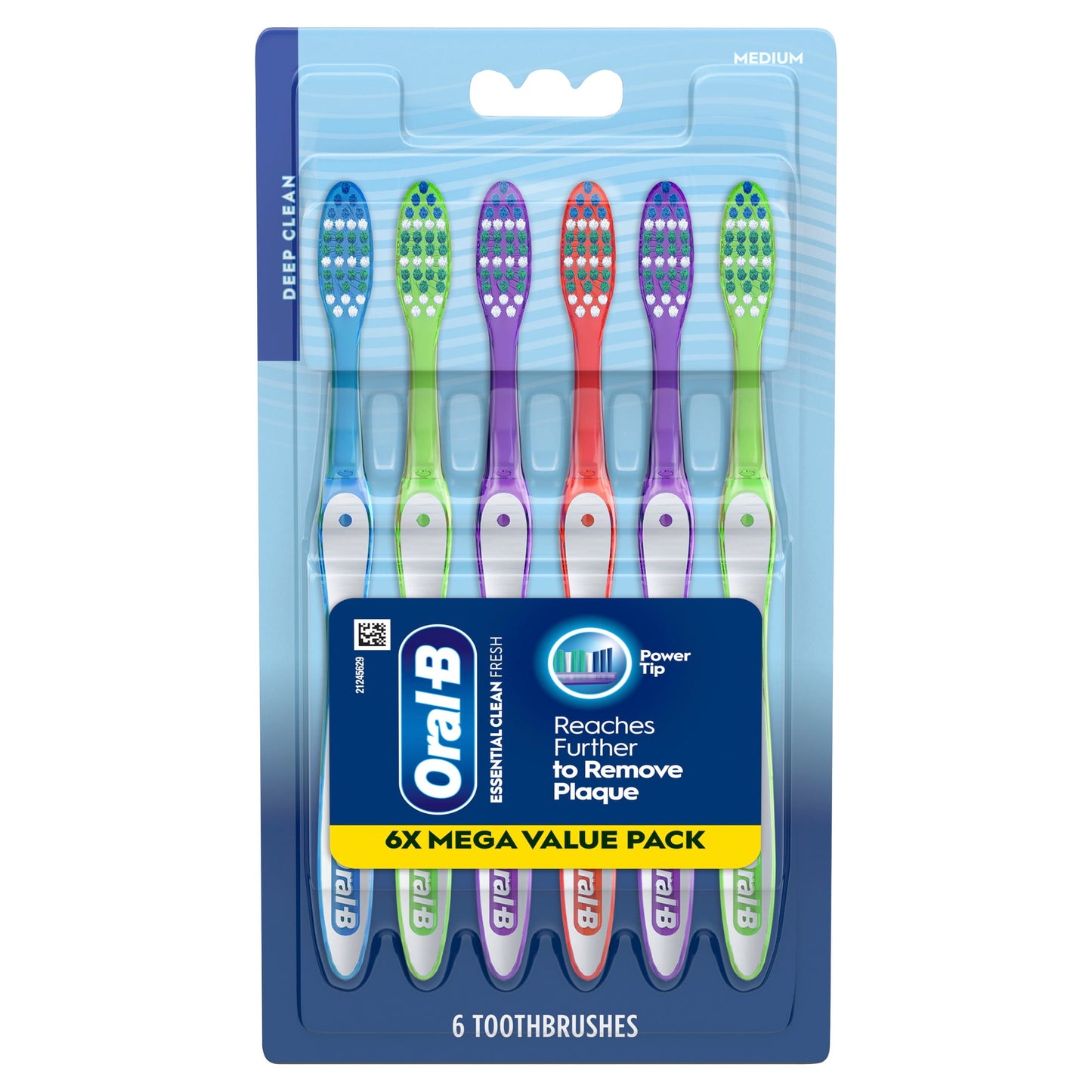 (2 pack) Oral-B Toothbrush Pack, Essential Clean Manual Toothbrushes, Medium Bristles, 6 Count
