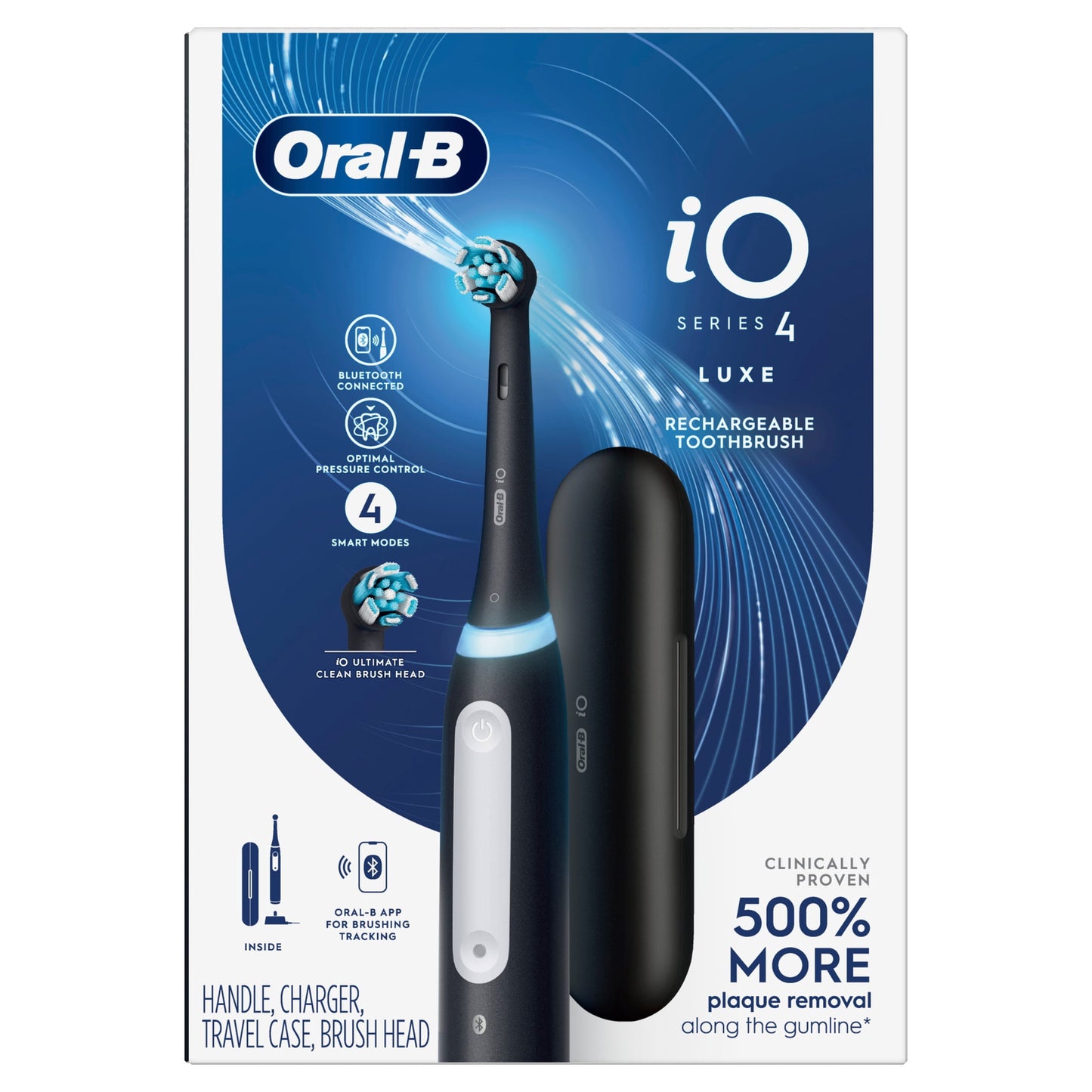 Oral-B Toothbrush, iO Series 4 Electric Toothbrush with (1) Brush Head, Rechargeable, Black