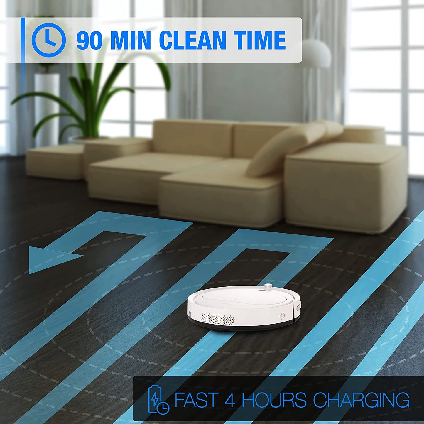 SereneLife Robot Vacuum Cleaner with Remote Control, Smart Robotic Machine Automatic Floor Cleaning Robo Vac with Dry Mop for Clean.