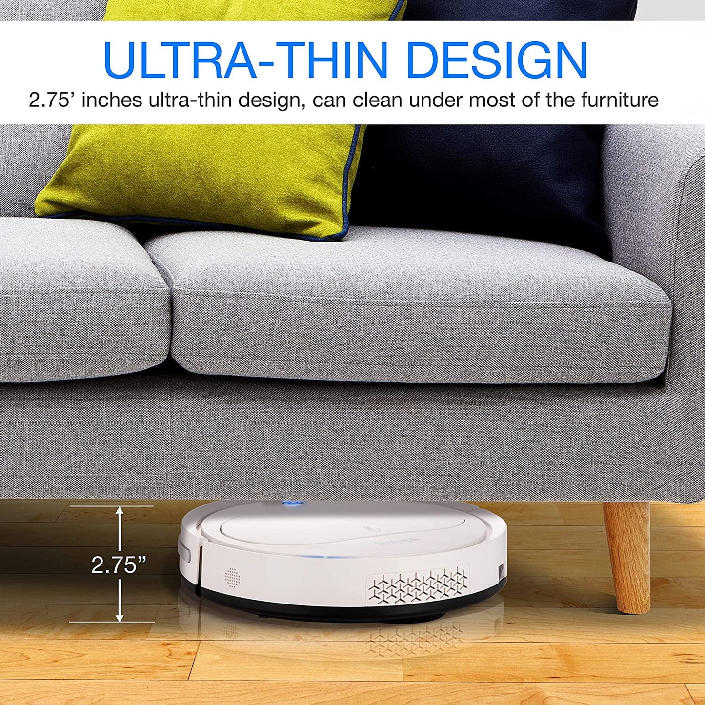 SereneLife Robot Vacuum Cleaner with Remote Control, Smart Robotic Machine Automatic Floor Cleaning Robo Vac with Dry Mop for Clean.