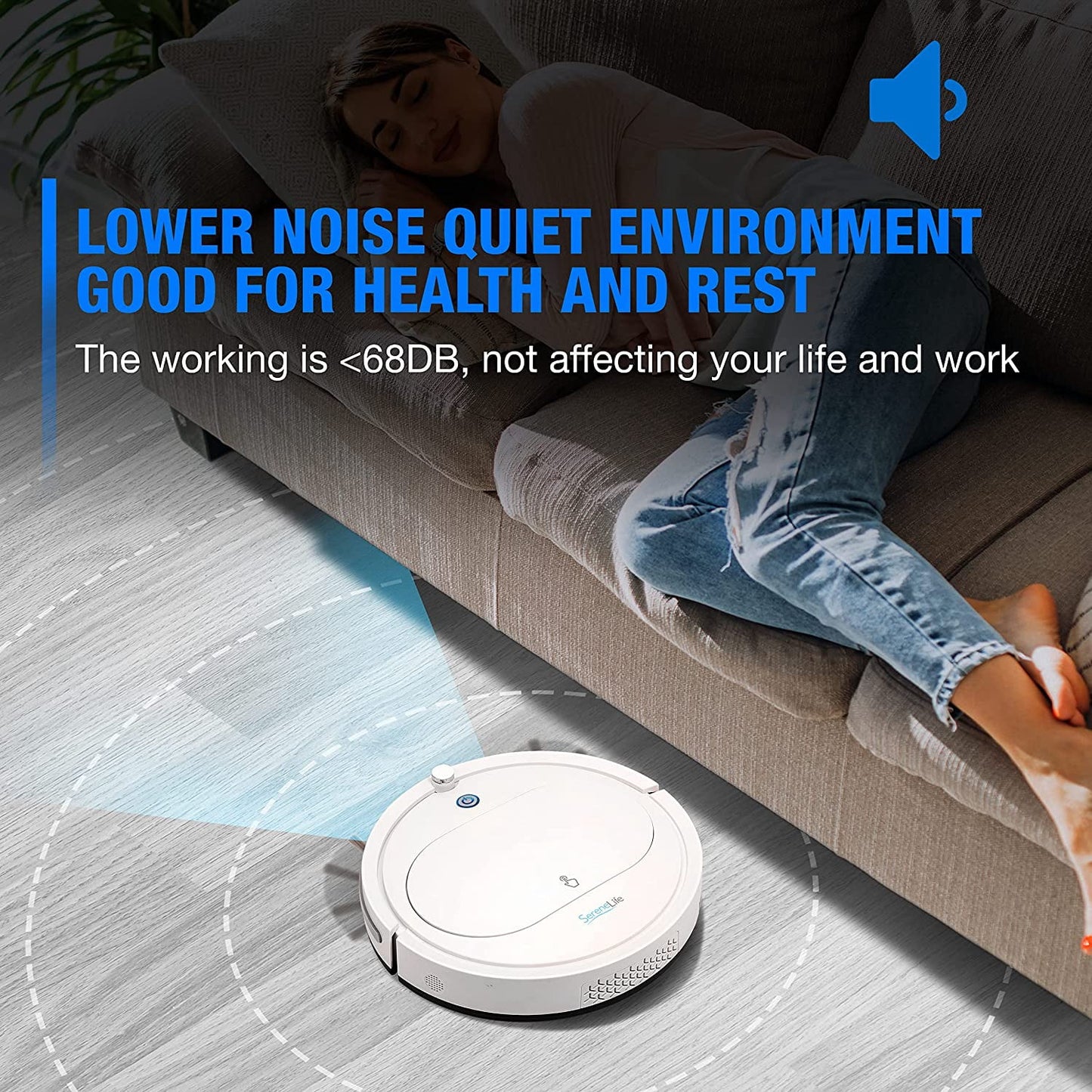 SereneLife Robot Vacuum Cleaner with Remote Control, Smart Robotic Machine Automatic Floor Cleaning Robo Vac with Dry Mop for Clean.