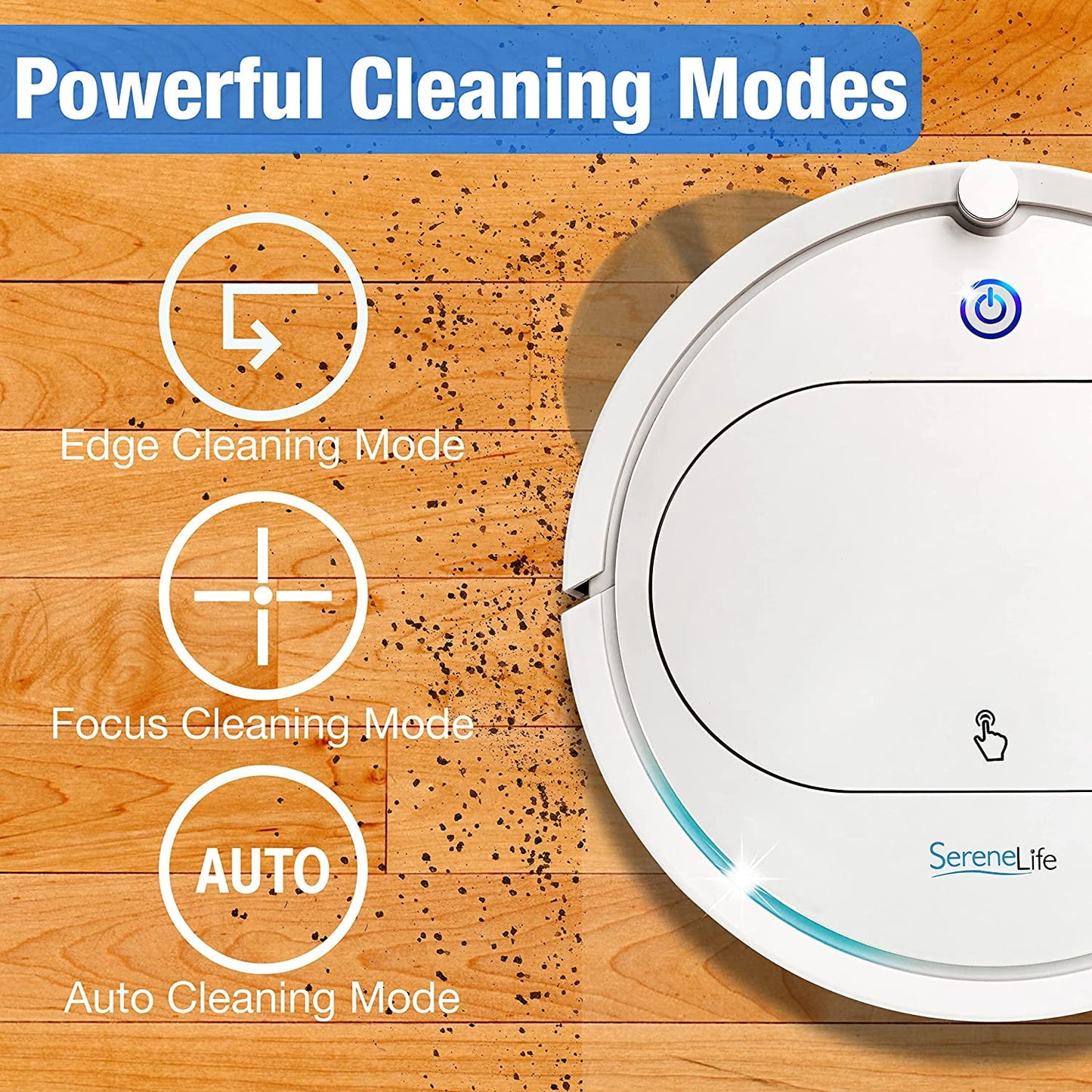 SereneLife Robot Vacuum Cleaner with Remote Control, Smart Robotic Machine Automatic Floor Cleaning Robo Vac with Dry Mop for Clean.