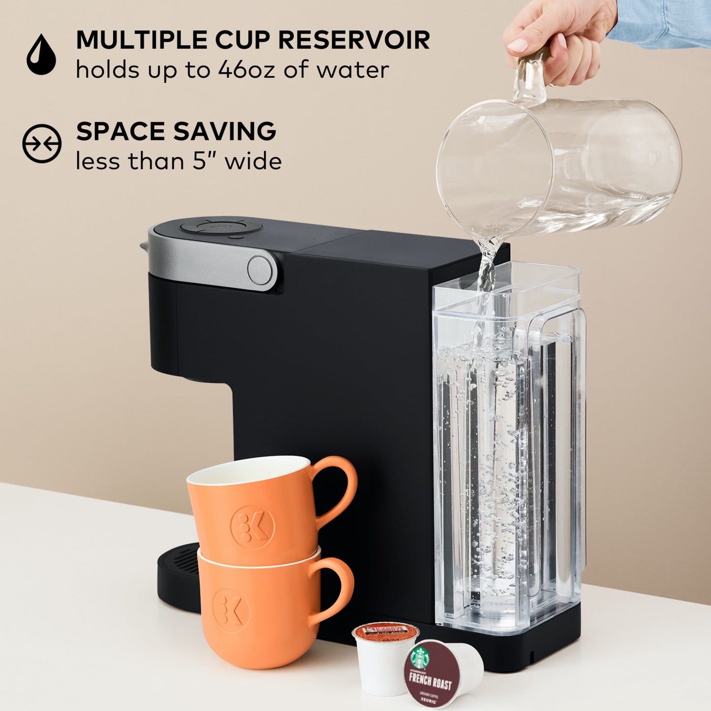 Keurig K-Slim Single Serve K-Cup Pod Coffee Maker, Multistream Technology, Black
