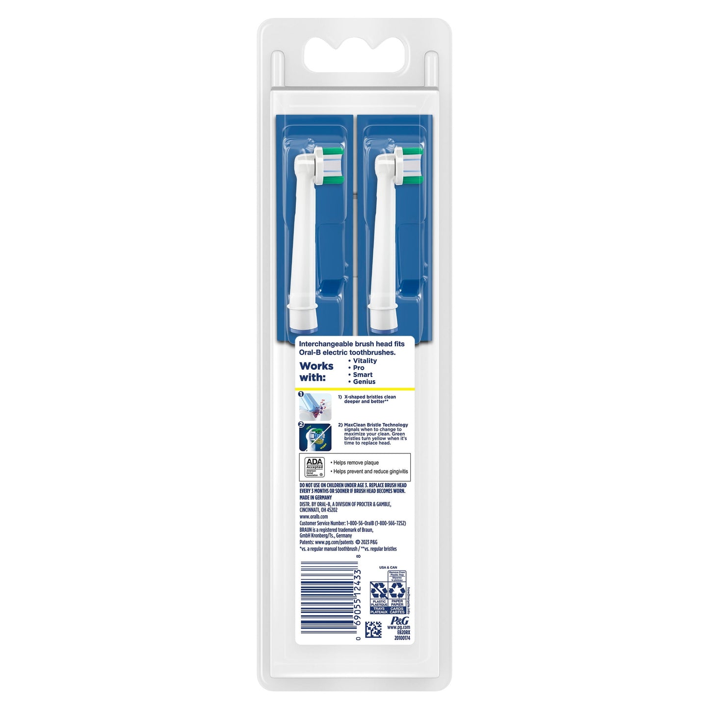 Oral‑B Toothbrush, PrecisionCleanX Electric Toothbrush Heads with X‑Filament, 2 Count