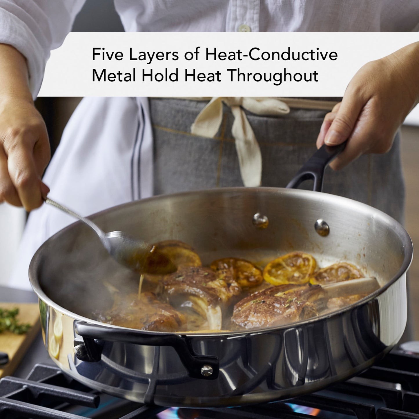 KitchenAid 5-Ply Clad 10 Pcs Stainless Steel Cookware Induction Pots and Pans Set, Dishwasher Safe, Metal Utensil, Broiler and Oven Safe to 500°F, Polished Stainless Steel
