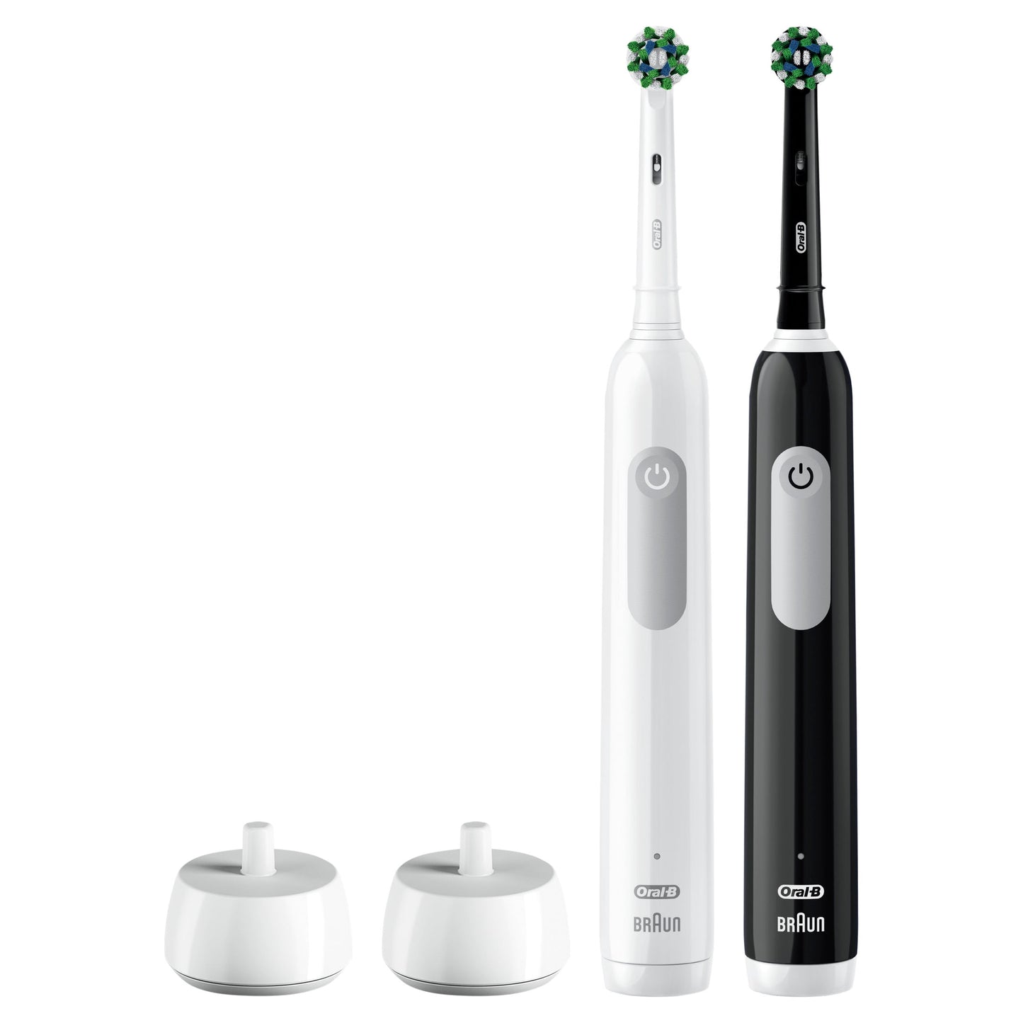 Oral-B Toothbrush, Pro 1000 CrossAction Rechargeable Electric Toothbrush Pack, Black and White, 2 Count