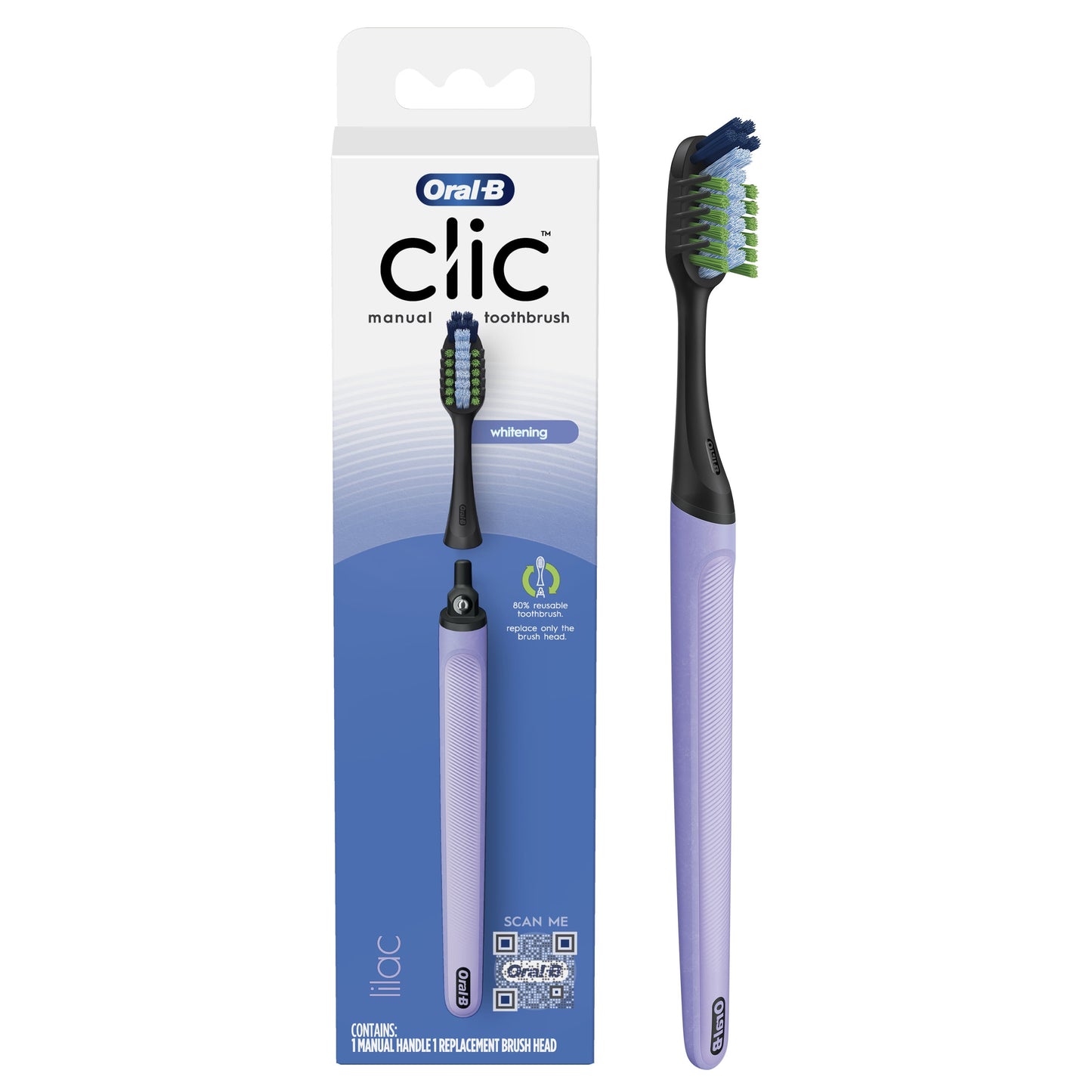 Oral-B Clic Starter Kit Lilac Toothbrush Handle with Soft Brush Head, for Adults and Children 3+