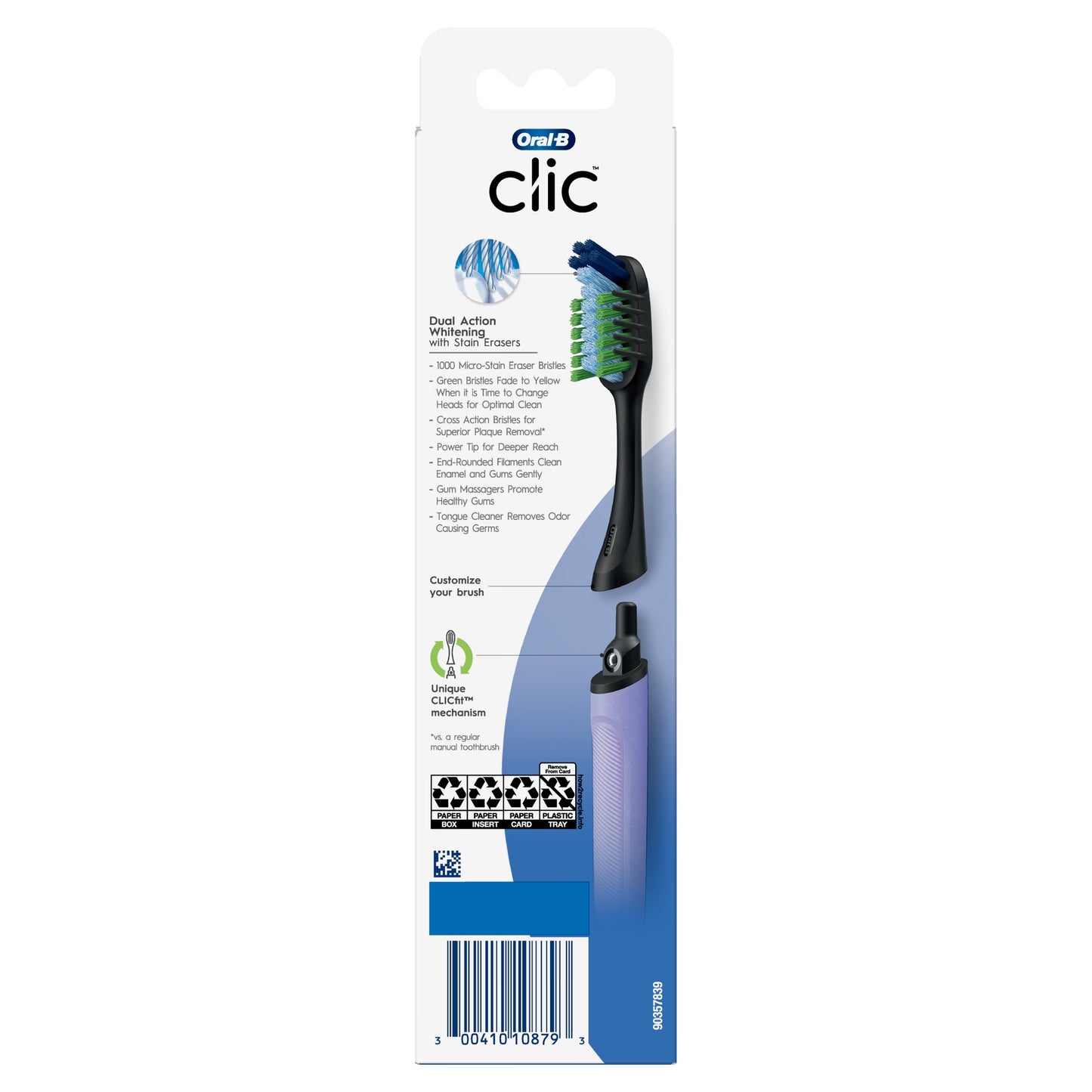Oral-B Clic Starter Kit Lilac Toothbrush Handle with Soft Brush Head, for Adults and Children 3+