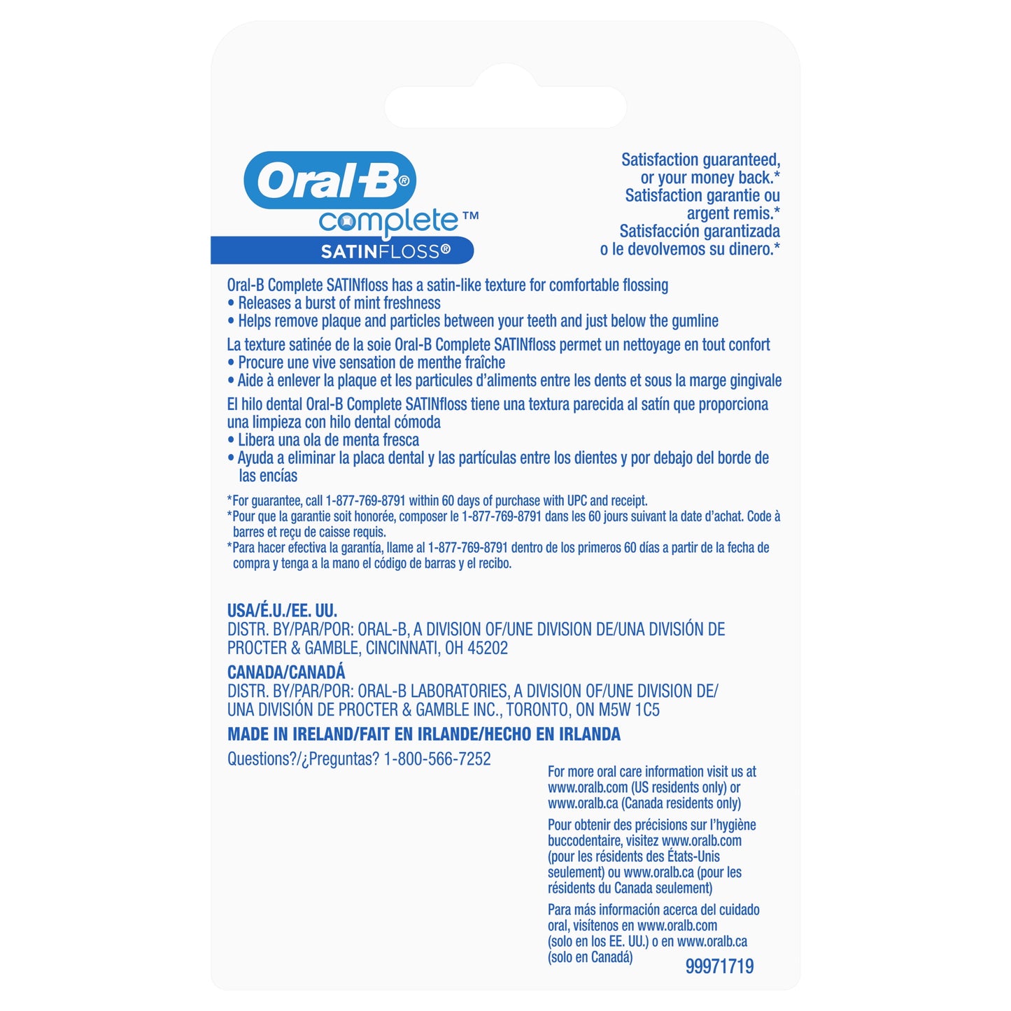 Oral-B Complete SatinFloss Dental Floss, Mint, 50 m