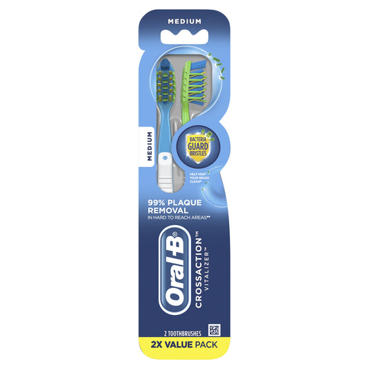 Oral-B CrossAction Vitalizer Toothbrush, Medium, 2 Count