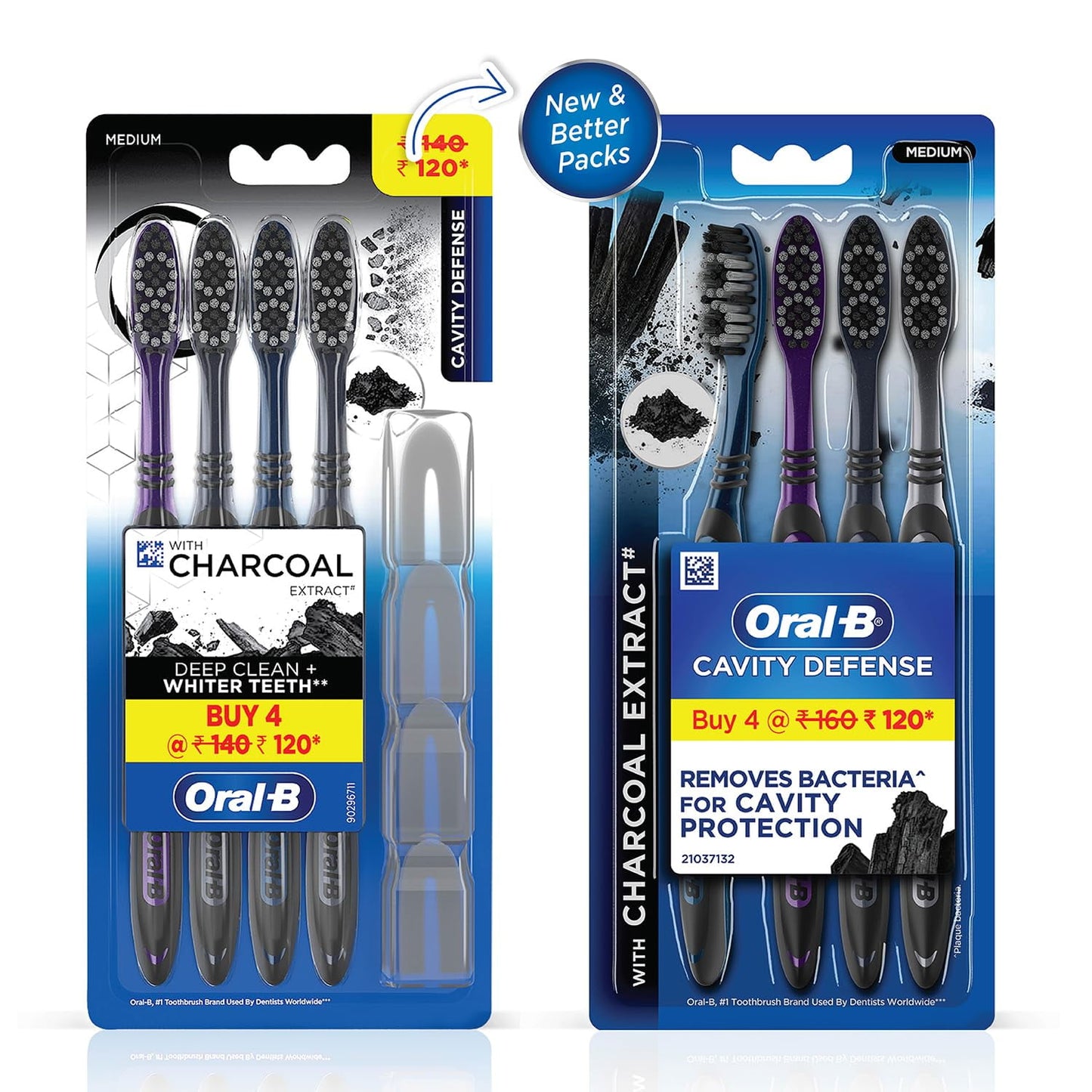 Oral B Cavity Defense 123 Black Toothbrush Medium (Pack of 4)
