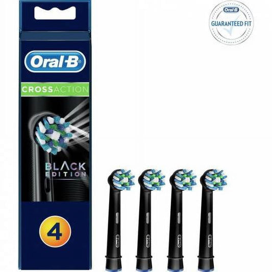 Oral-B CrossAction Replacement Black Toothbrush Heads, Pack of 4