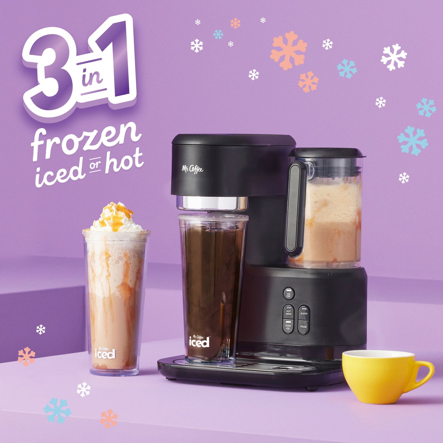 Mr. Coffee® Single-Serve Frappe™, Iced, and Hot Coffee Maker and Blender, Black with 2 To-Go Tumblers, Reusable Coffee Filter