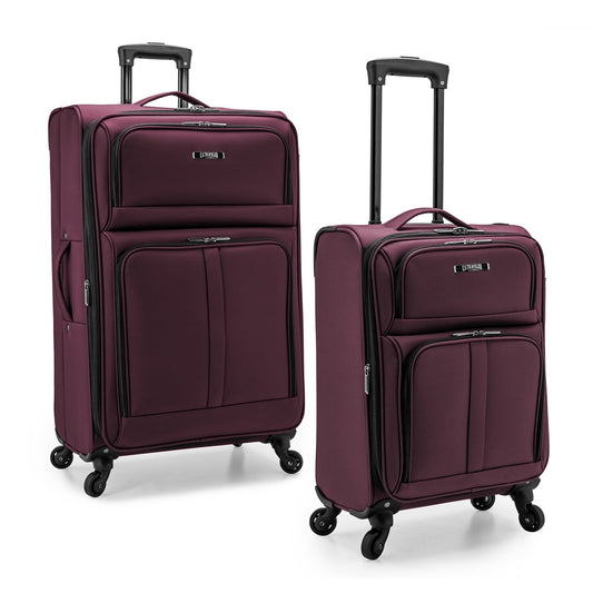 U.S. Traveler Anzio Softside Expandable Spinner Luggage Set, Burgundy, 2-Piece (22/30)