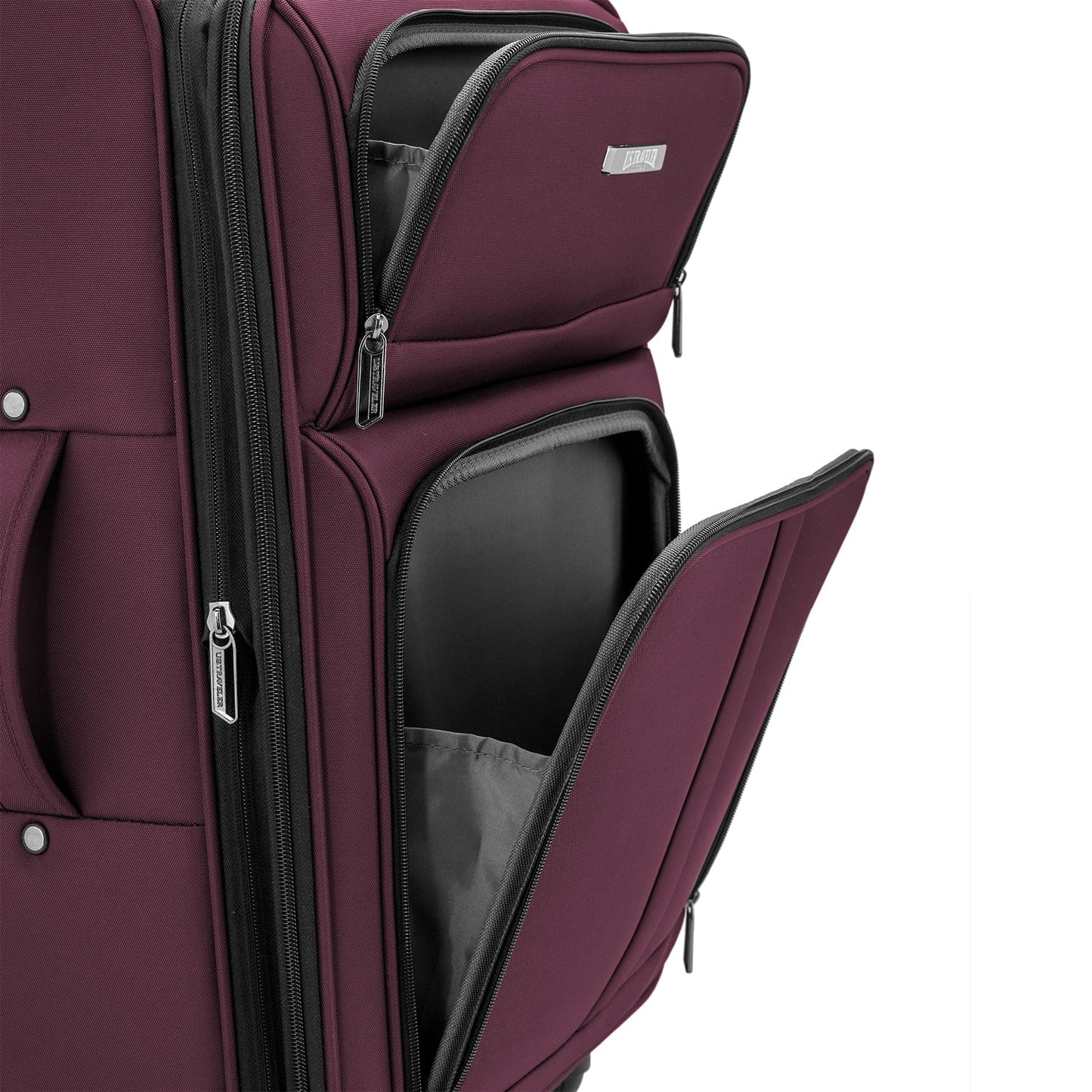 U.S. Traveler Anzio Softside Expandable Spinner Luggage Set, Burgundy, 2-Piece (22/30)