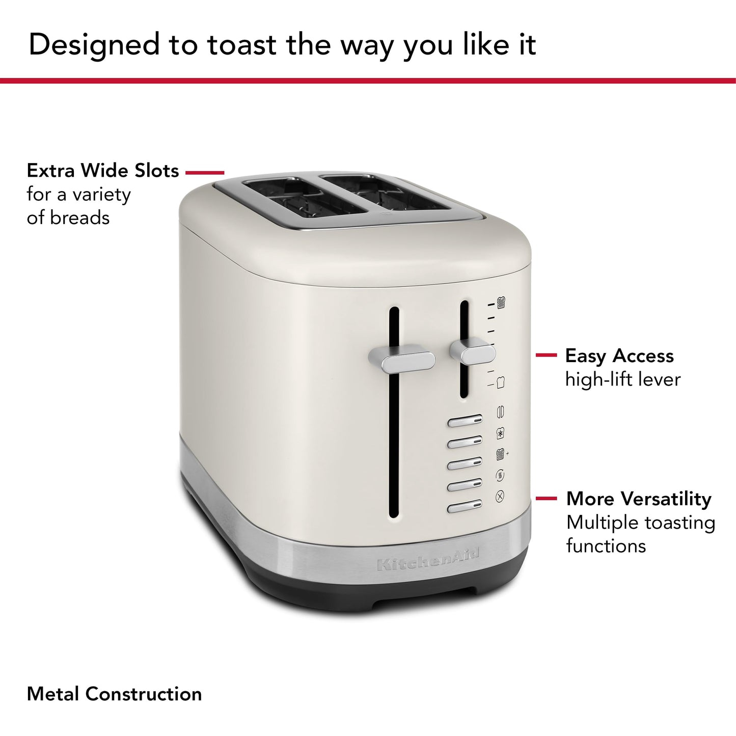 KitchenAid 2 Slice Toaster, KMT2109, Porcelain White