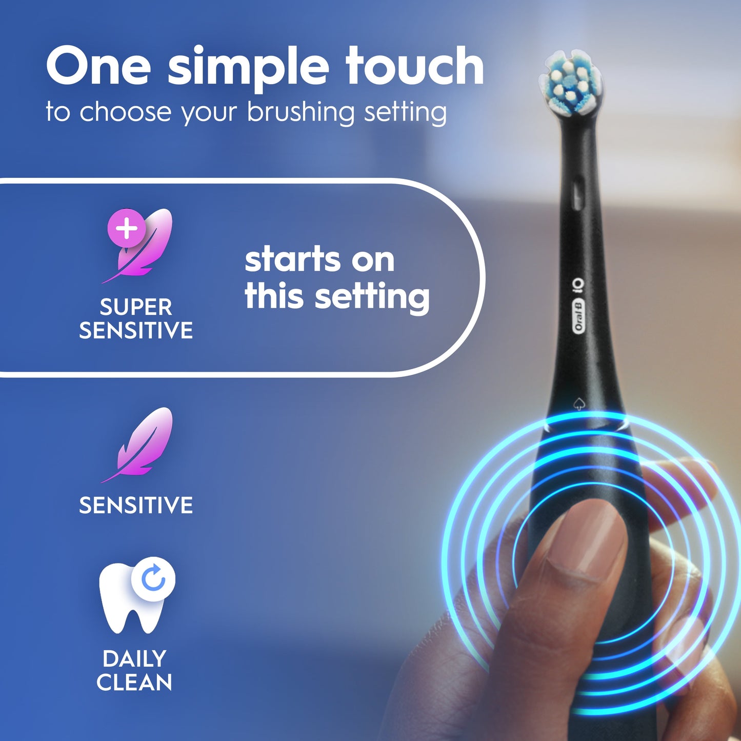 Oral-B Toothbrush, iO Series 2 Rechargeable Electric Toothbrush for Adults &amp; Kids 3+, Night Black, 1 Gentle Care Brush Head