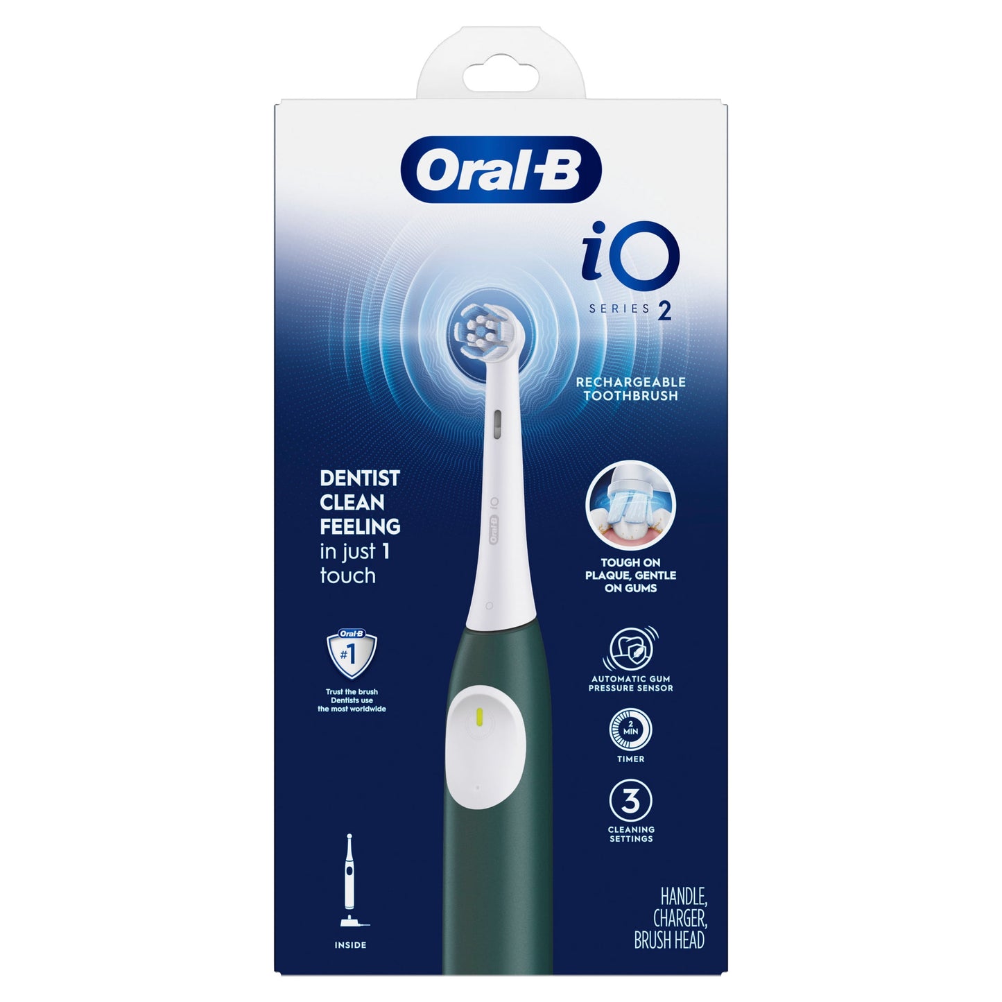 Oral-B Toothbrush, iO Series 2 Rechargeable Electric Toothbrush for Adults &amp; Kids 3+, Night Black, 1 Gentle Care Brush Head