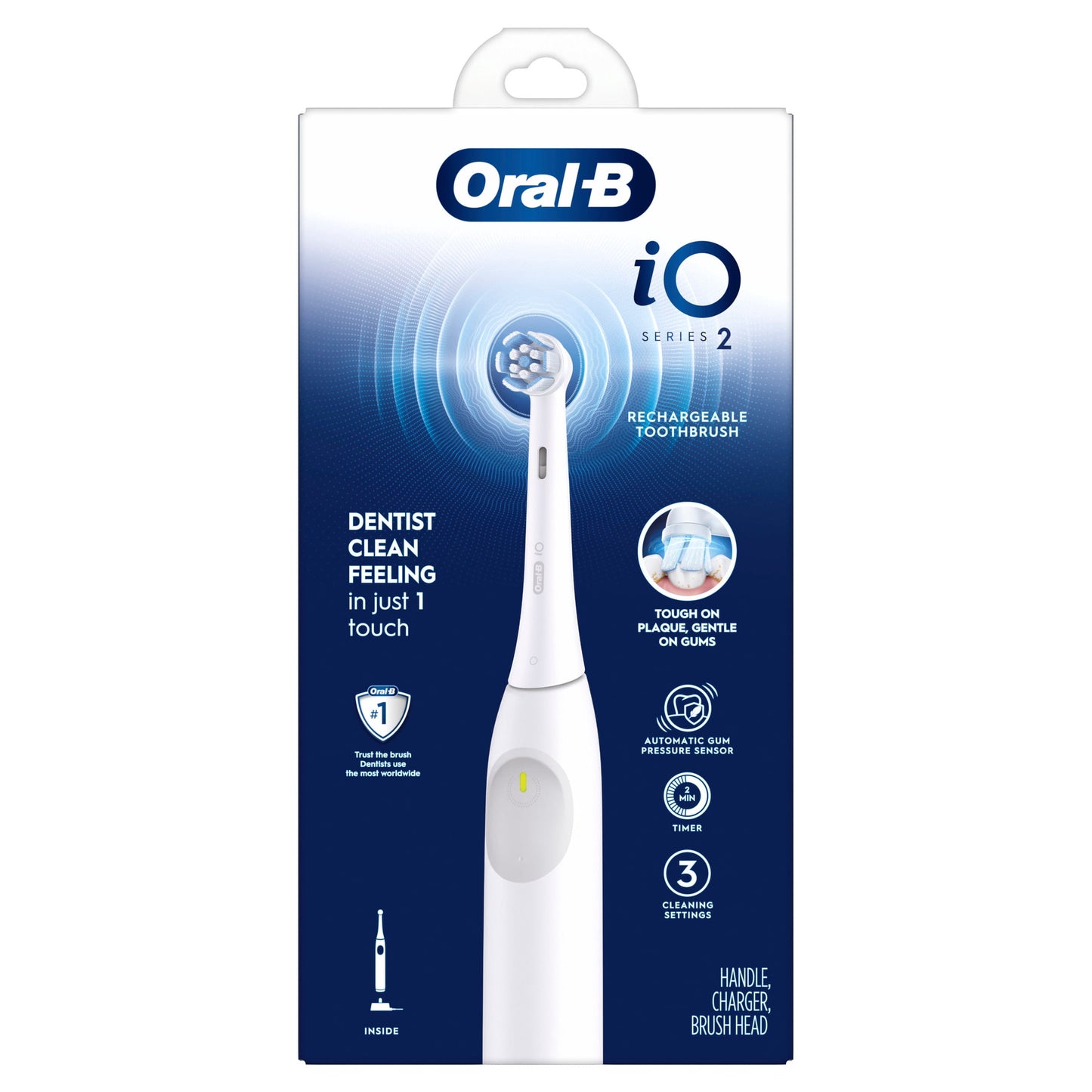 Oral-B Toothbrush, iO Series 2 Rechargeable Electric Toothbrush for Adults &amp; Kids 3+, Night Black, 1 Gentle Care Brush Head
