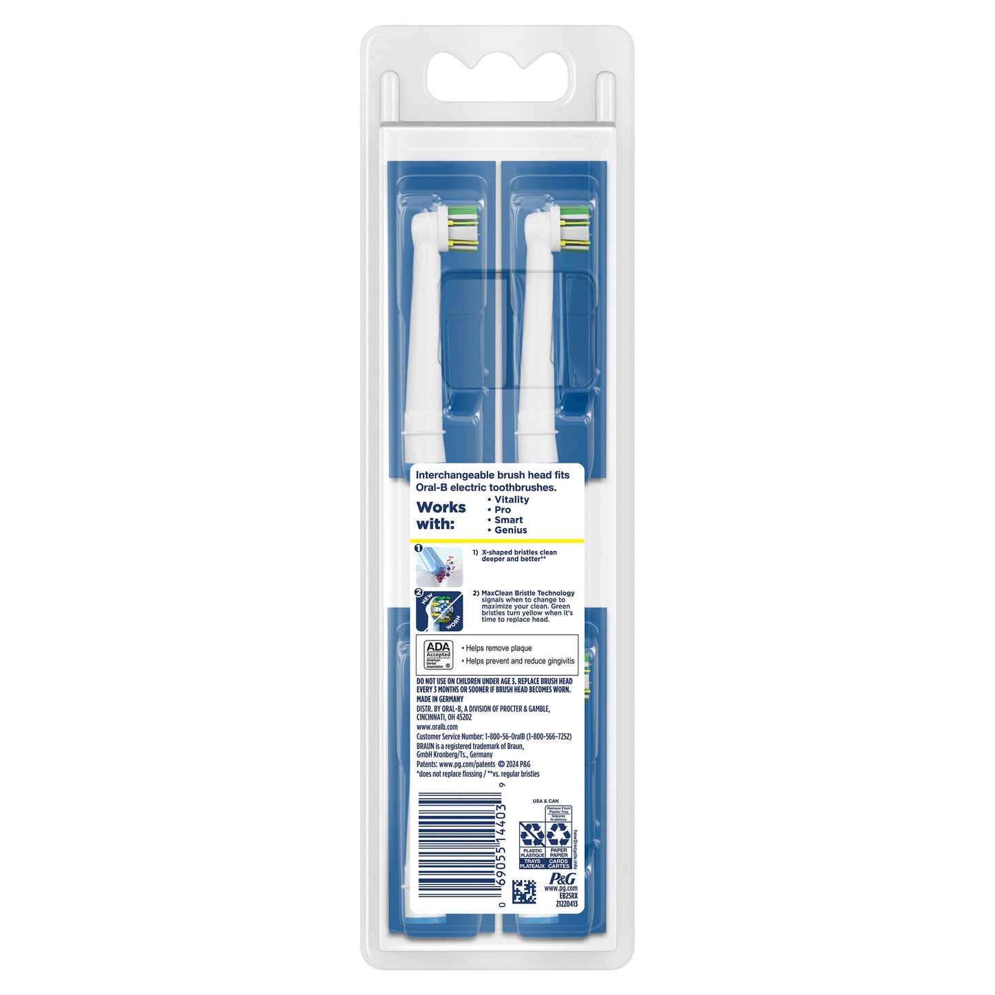 Oral-B Toothbrush Heads, FlossActionX X-Filament Replacement Brush Heads, 6 Count