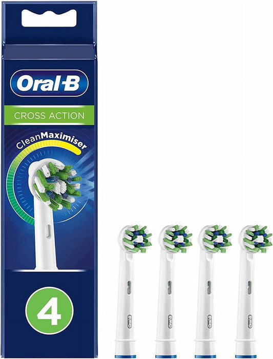 Oral-B Cross Action Electric Toothbrush Replacement Brush Heads Refill with Clean Maximiser Technology 4Count