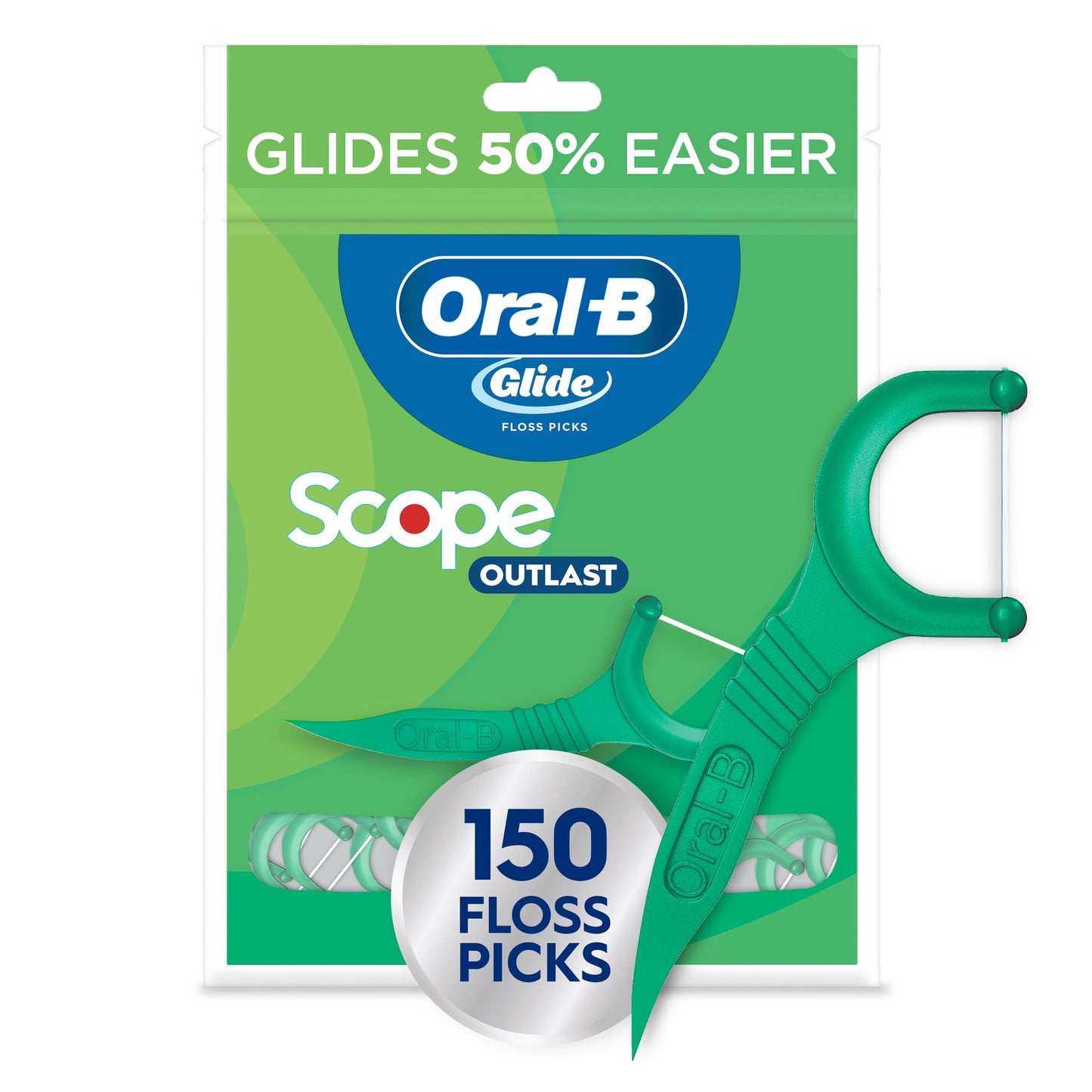 Oral-B Floss, Glide Mint Dental Floss Picks with Long Lasting Scope Flavor, 75 Picks