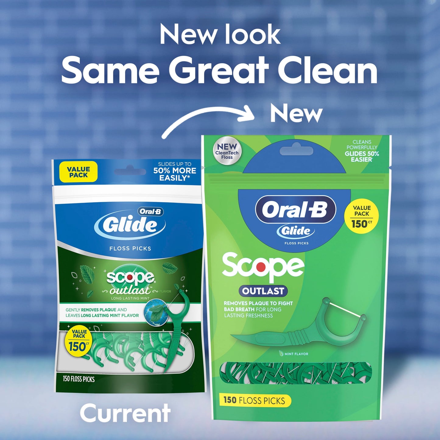 Oral-B Floss, Glide Mint Dental Floss Picks with Long Lasting Scope Flavor, 75 Picks