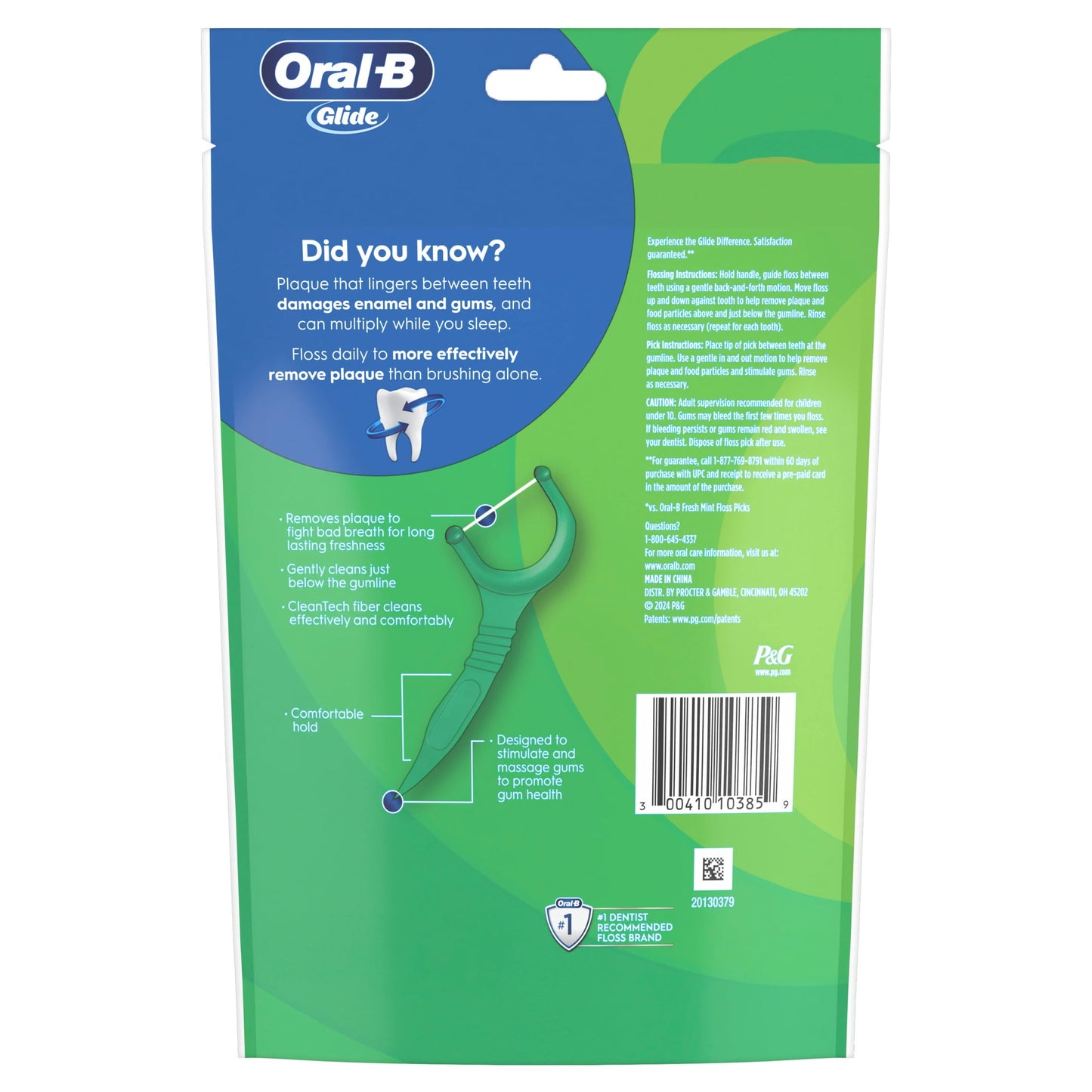Oral-B Floss, Glide Mint Dental Floss Picks with Long Lasting Scope Flavor, 75 Picks
