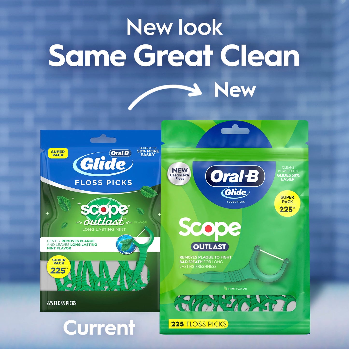 Oral-B Floss, Glide Mint Dental Floss Picks with Long Lasting Scope Flavor, 75 Picks