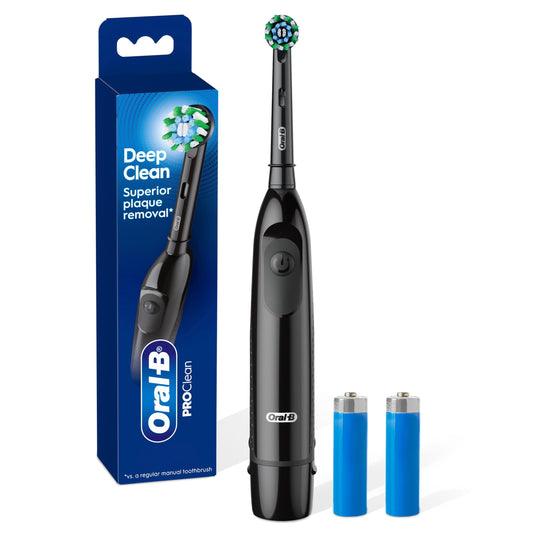 Oral-B Toothbrush, ProClean CrossAction, Battery Powered Electric Toothbrush, Black for Adults and Children 3+