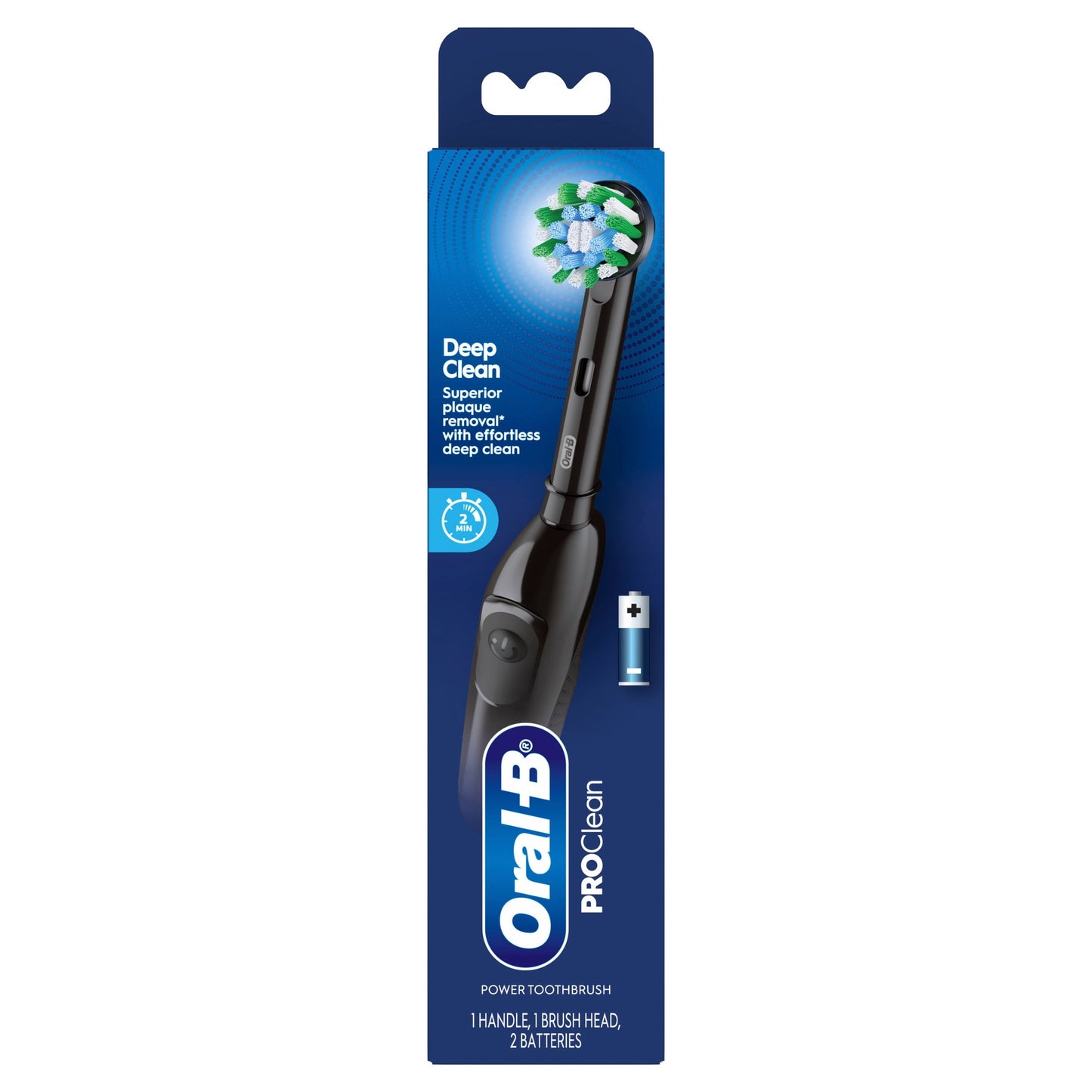 Oral-B Toothbrush, ProClean CrossAction, Battery Powered Electric Toothbrush, Black for Adults and Children 3+
