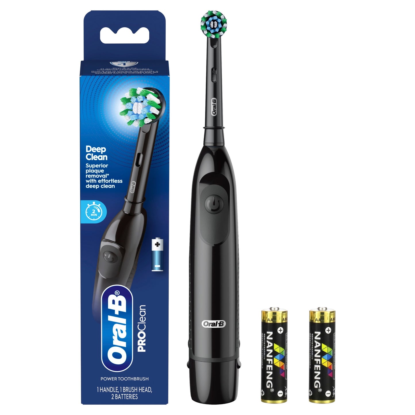 Oral-B Toothbrush, ProClean CrossAction, Battery Powered Electric Toothbrush, Black for Adults and Children 3+