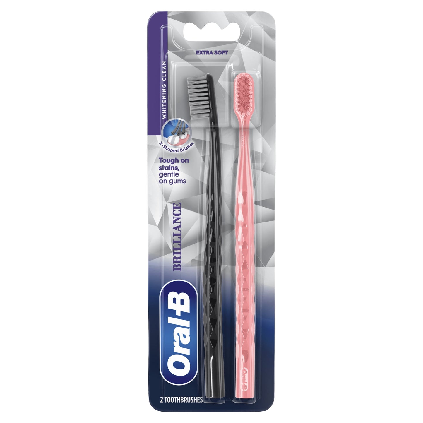 Oral-B Toothbrush Pro Whitening Brilliance, Extra Soft, Black and Teal, 2 Count