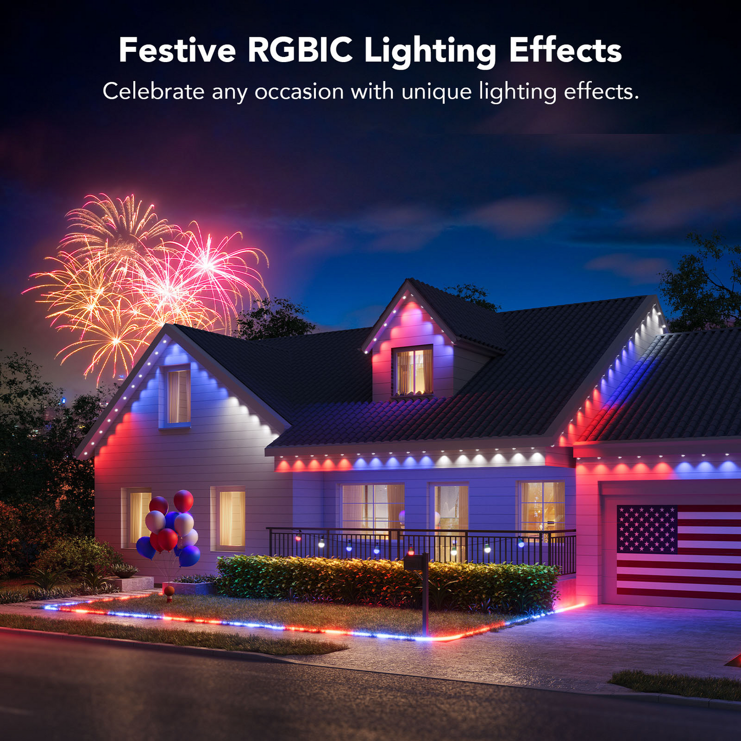Govee 50ft Black Smart Outdoor RGBIC Permanent Outdoor Lights with 36 Lights
