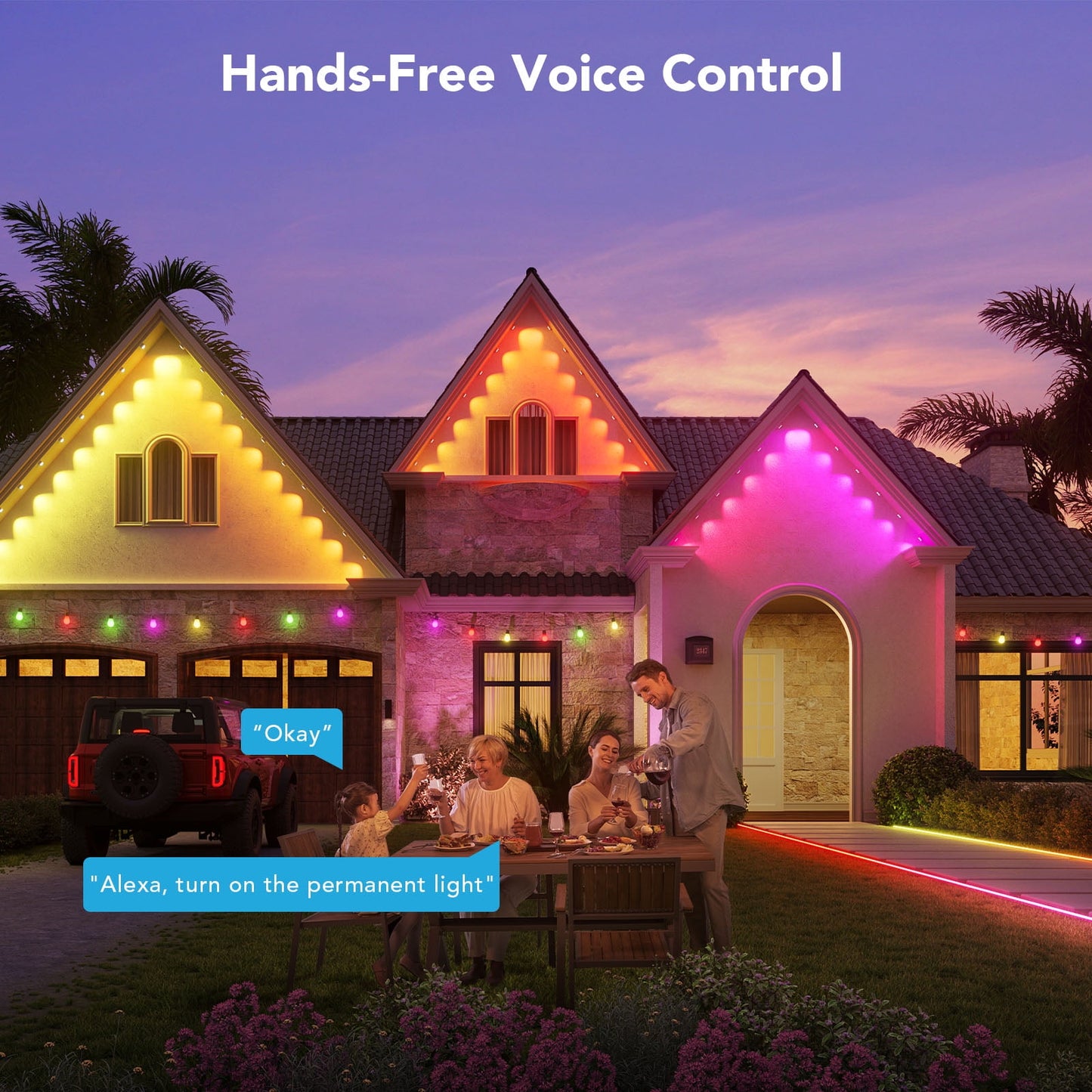 Govee 50ft Black Smart Outdoor RGBIC Permanent Outdoor Lights with 36 Lights