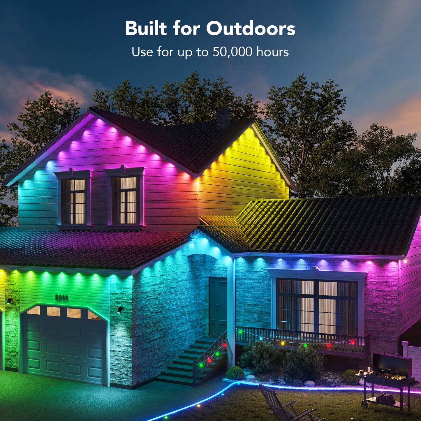 Govee 50ft Black Smart Outdoor RGBIC Permanent Outdoor Lights with 36 Lights