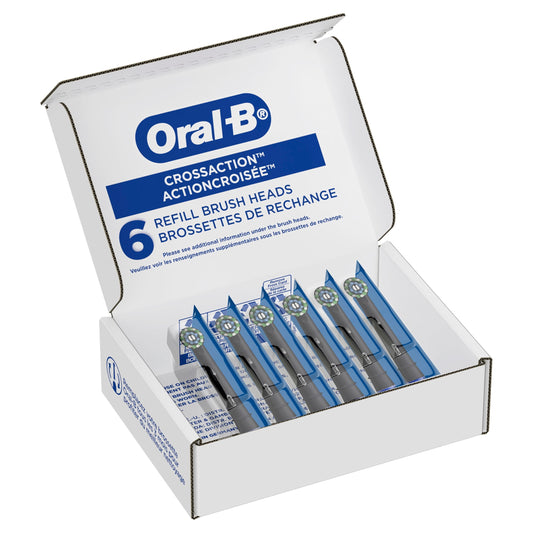 Oral-B Toothbrush Heads, Cross Action Replacement Brush Heads for an Oral-B Electric Toothbrush, Pack of 6, Black