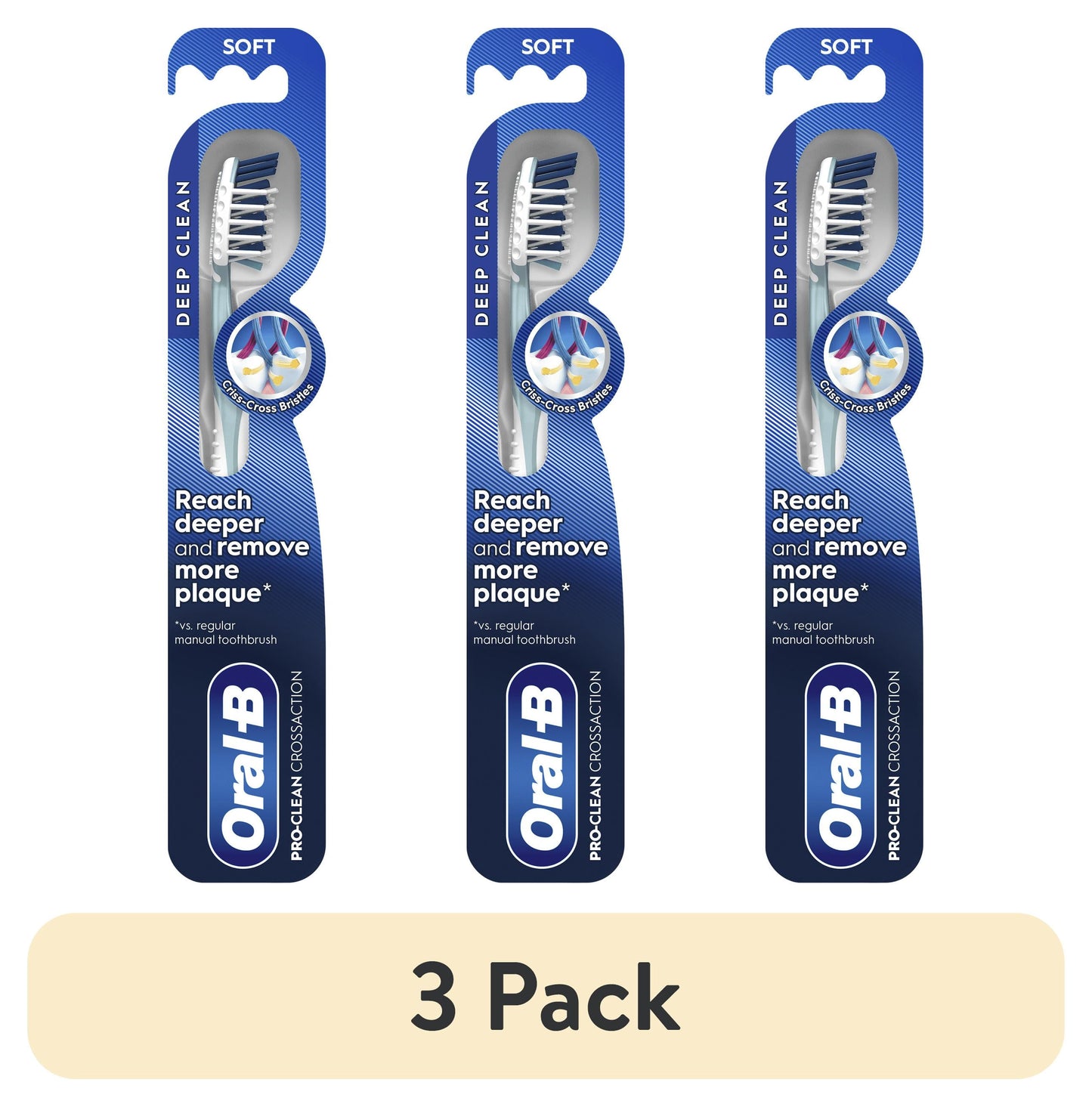 Oral-B Toothbrush Pro Clean CrossAction, Deep Plaque Removal, Soft, 1 Count