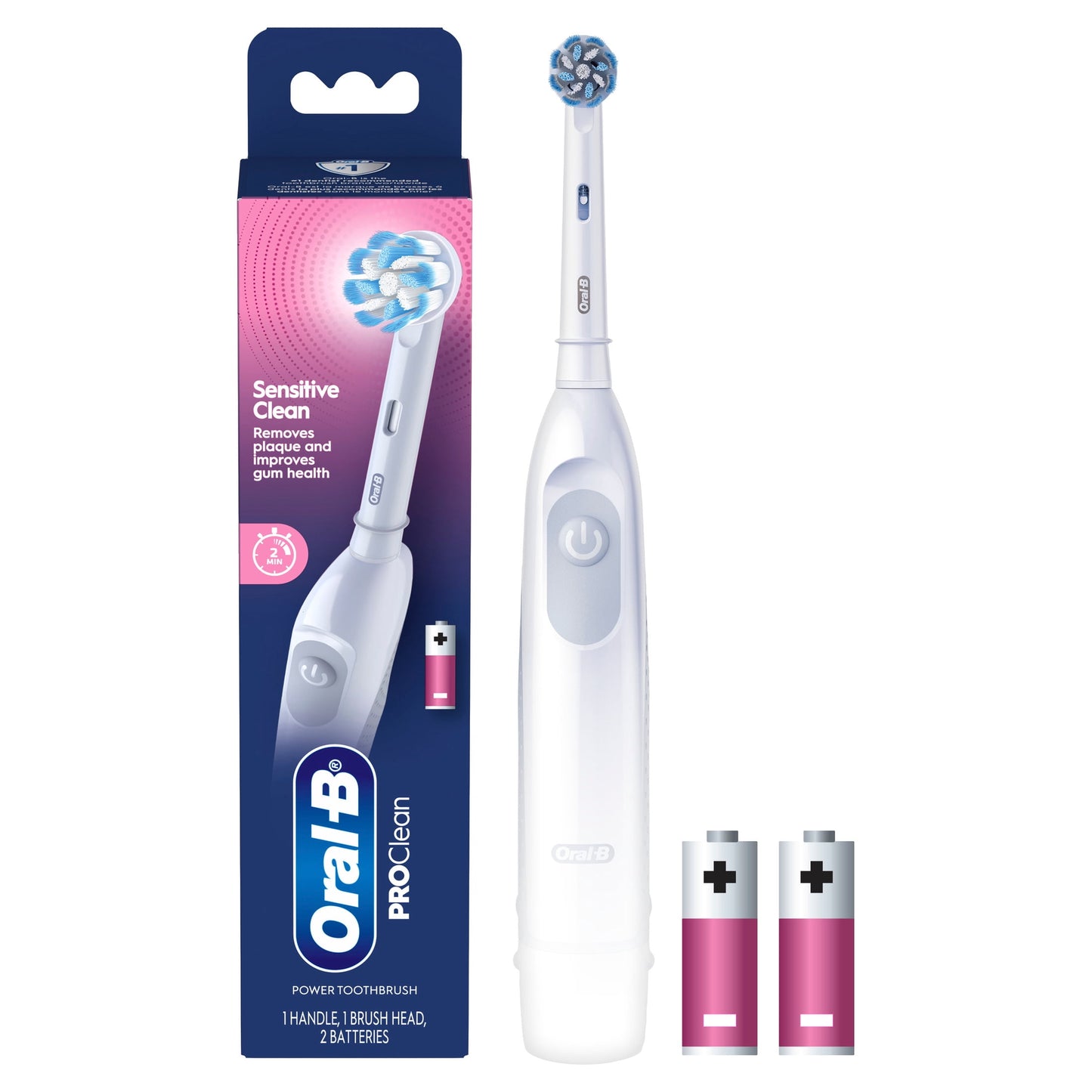 Oral-B Toothbrush, Pro 100 Gum Care, Battery Powered Toothbrush, White