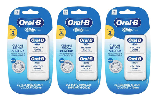 Oral-B Glide Floss Healthy Gums Unflavored 109.3 Yards Value 2-Pack (Pack of 3)