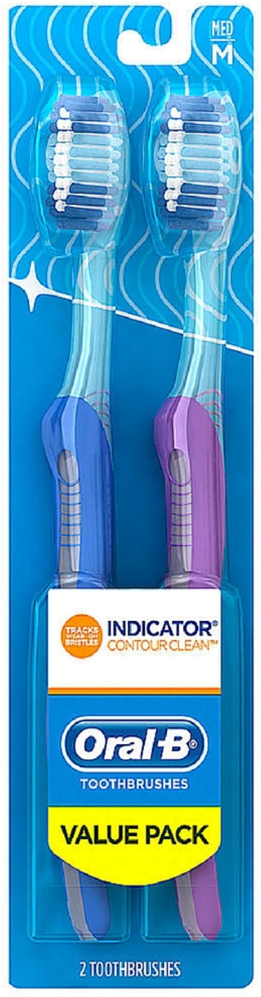 Oral-B Indicator Contour Clean Medium Toothbrush, Value Pack, Assorted Colors 2 ea (Pack of 2)