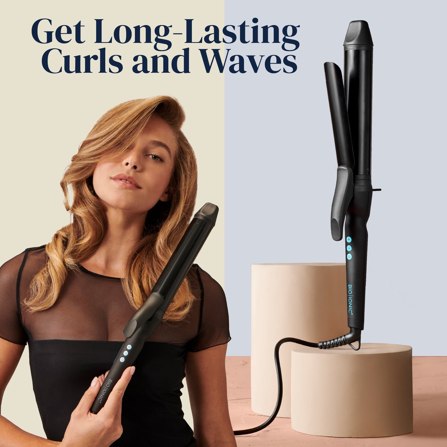 Bio Ionic Long Barrel Styler, 1" Curling Iron, Curling Wand, Adjustable Heat Hair Curler