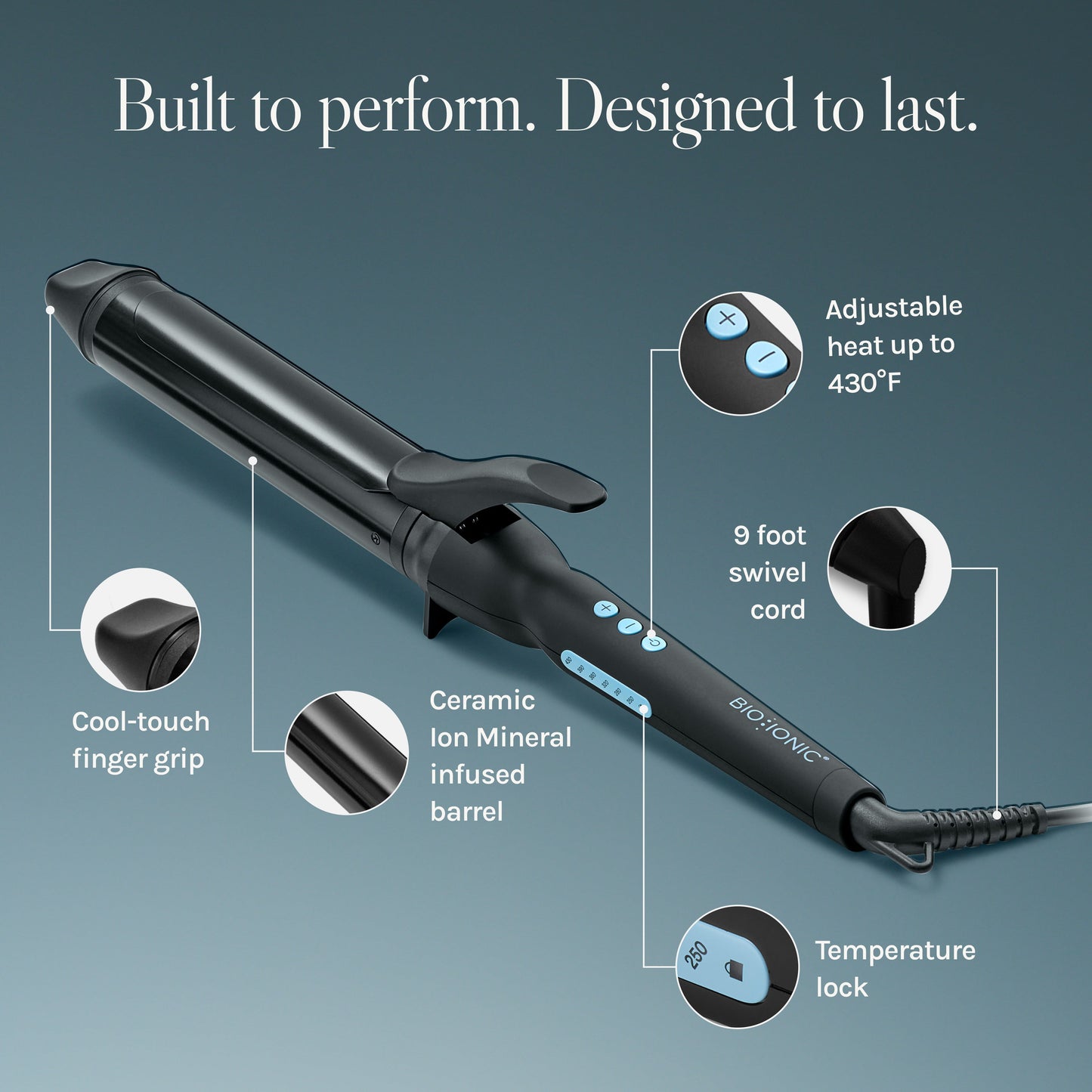 Bio Ionic Long Barrel Styler, 1" Curling Iron, Curling Wand, Adjustable Heat Hair Curler