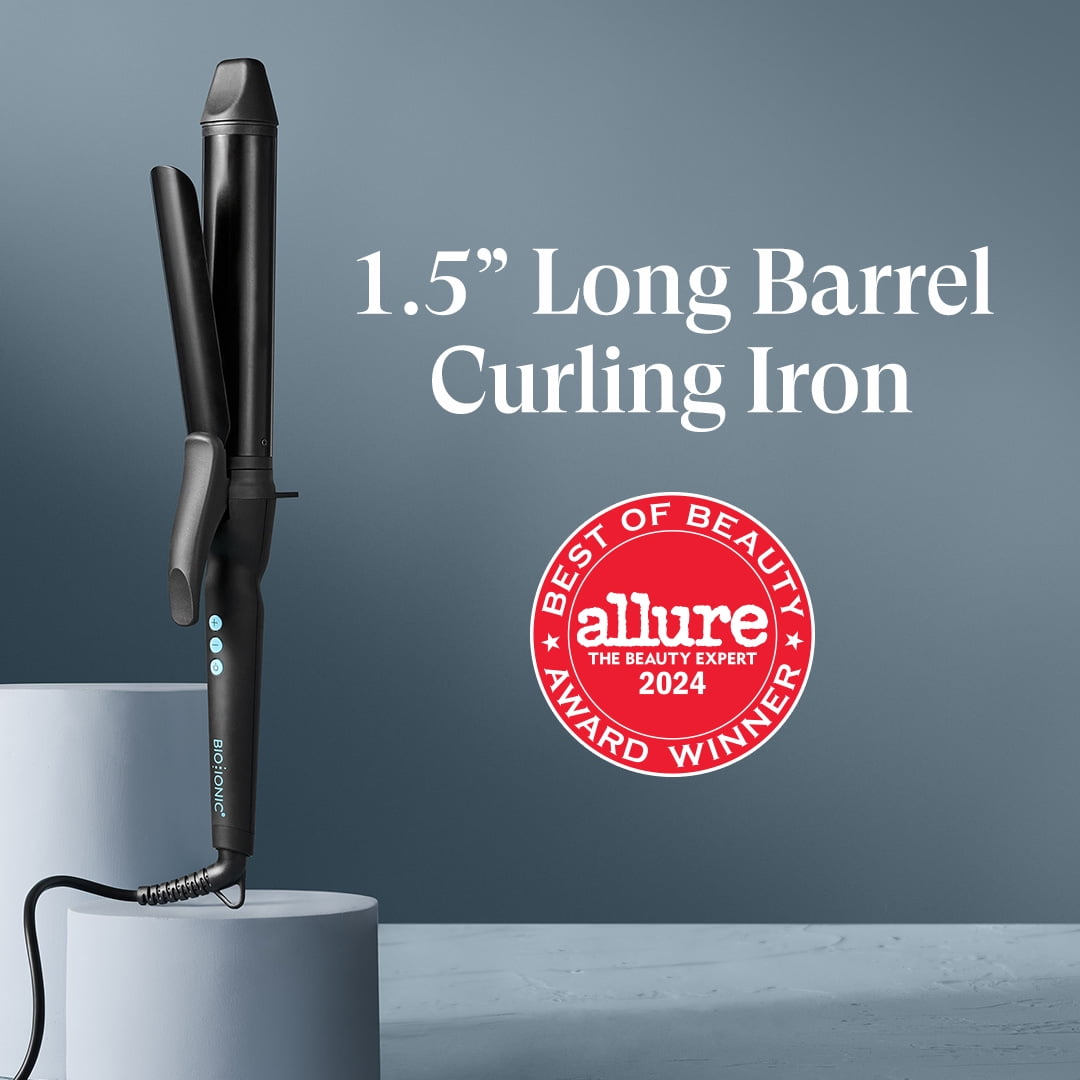 Bio Ionic Long Barrel Styler, 1" Curling Iron, Curling Wand, Adjustable Heat Hair Curler